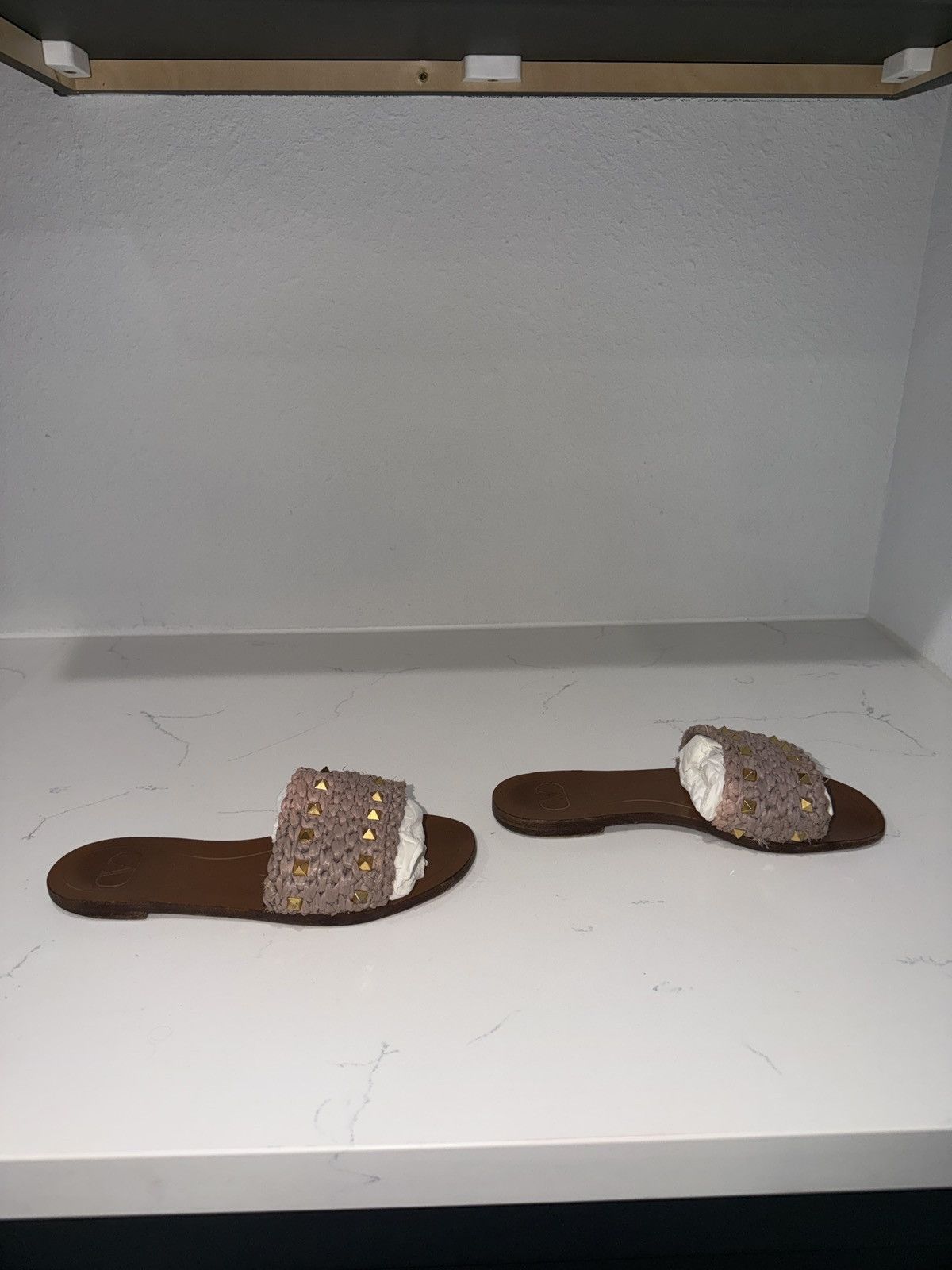Valentino VALENTINO ROCKSTUD ACCENTS STRAW FLATS Size US 7 / IT 37 - 5 Thumbnail