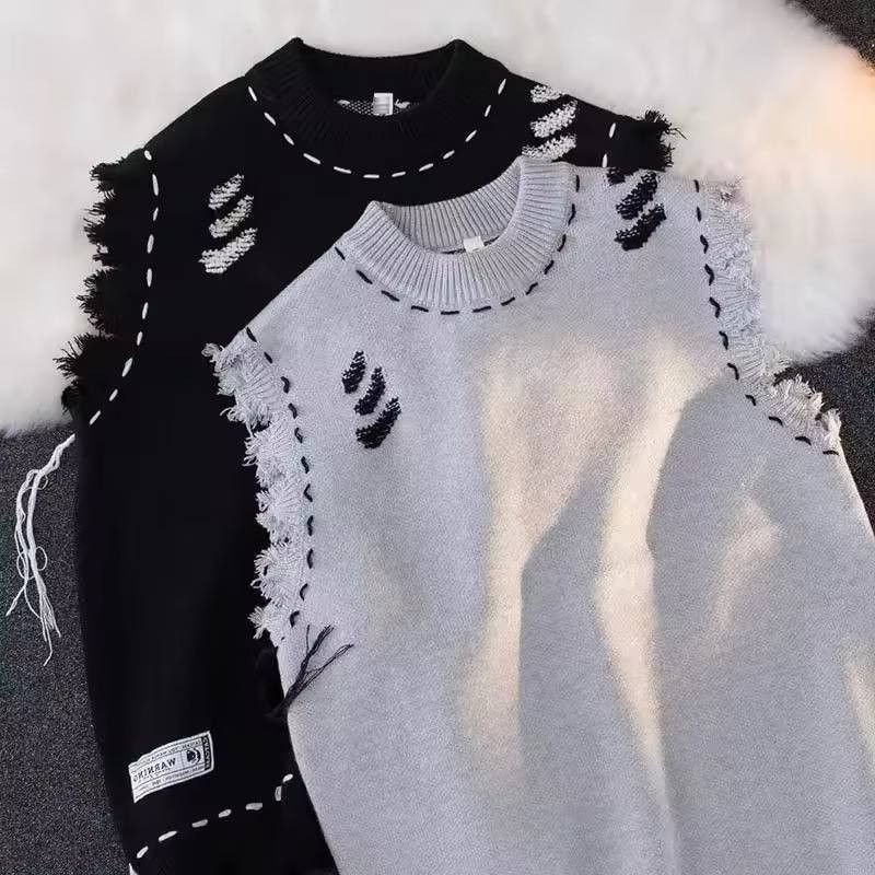 Japanese Brand × Vintage knitted sweater vest with round neckline Size US L / EU 52-54 / 3 - 4 Thumbnail