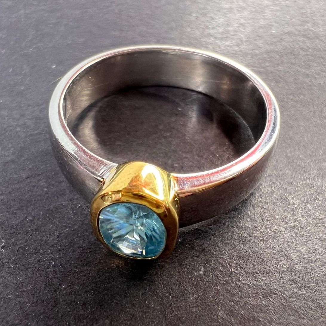 Other NEW Blue zircon ring in YG and platinum over 925 size 9 Size ONE SIZE - 1 Thumbnail