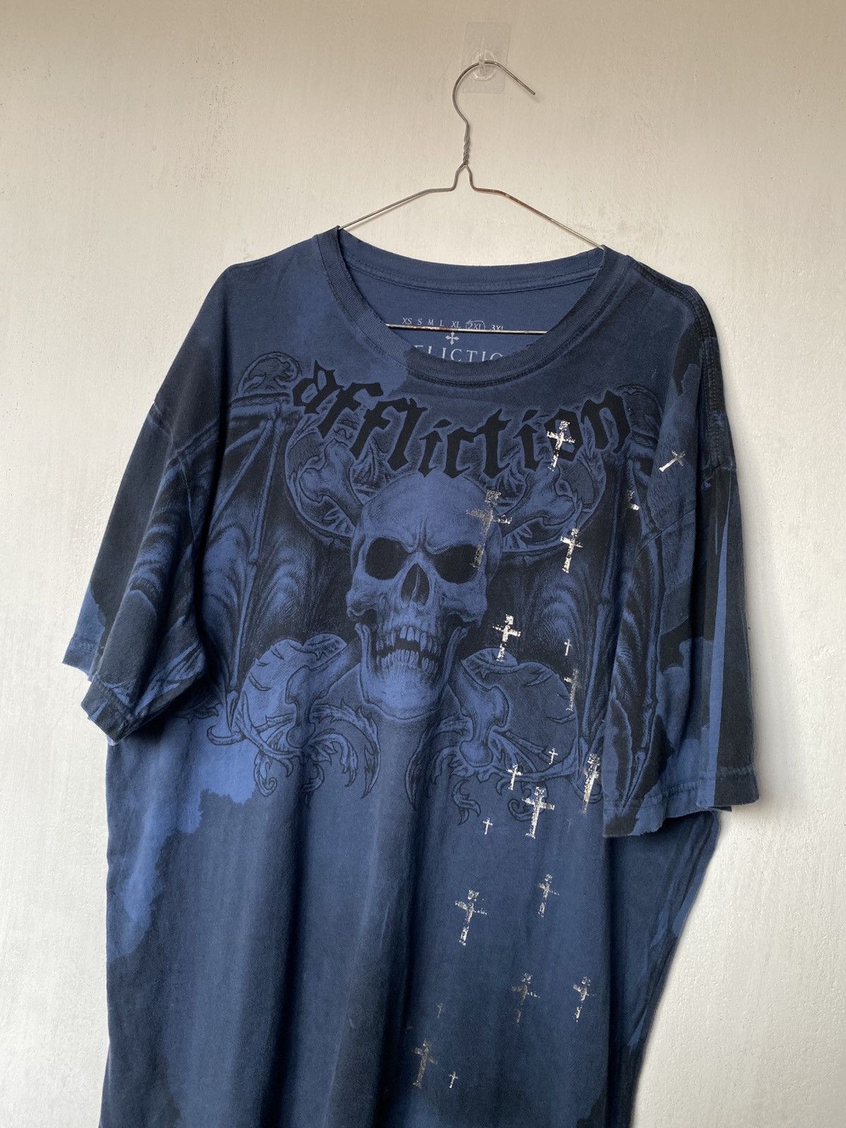 Affliction RARE Affliction Cross Skull Wings Graphic Tshirt Size US XL / EU 56 / 4 - 3 Thumbnail