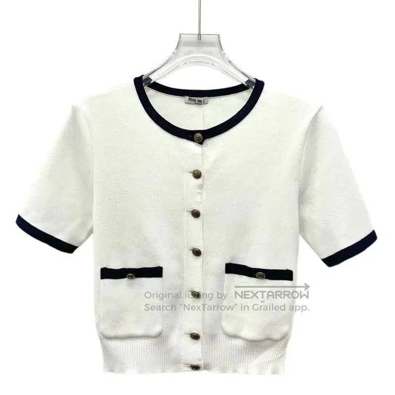 Miu Miu Miu Miu White Cotton Short Sleeve Pullover . Size XS / US 0-2 / IT 36-38 - 1 Thumbnail