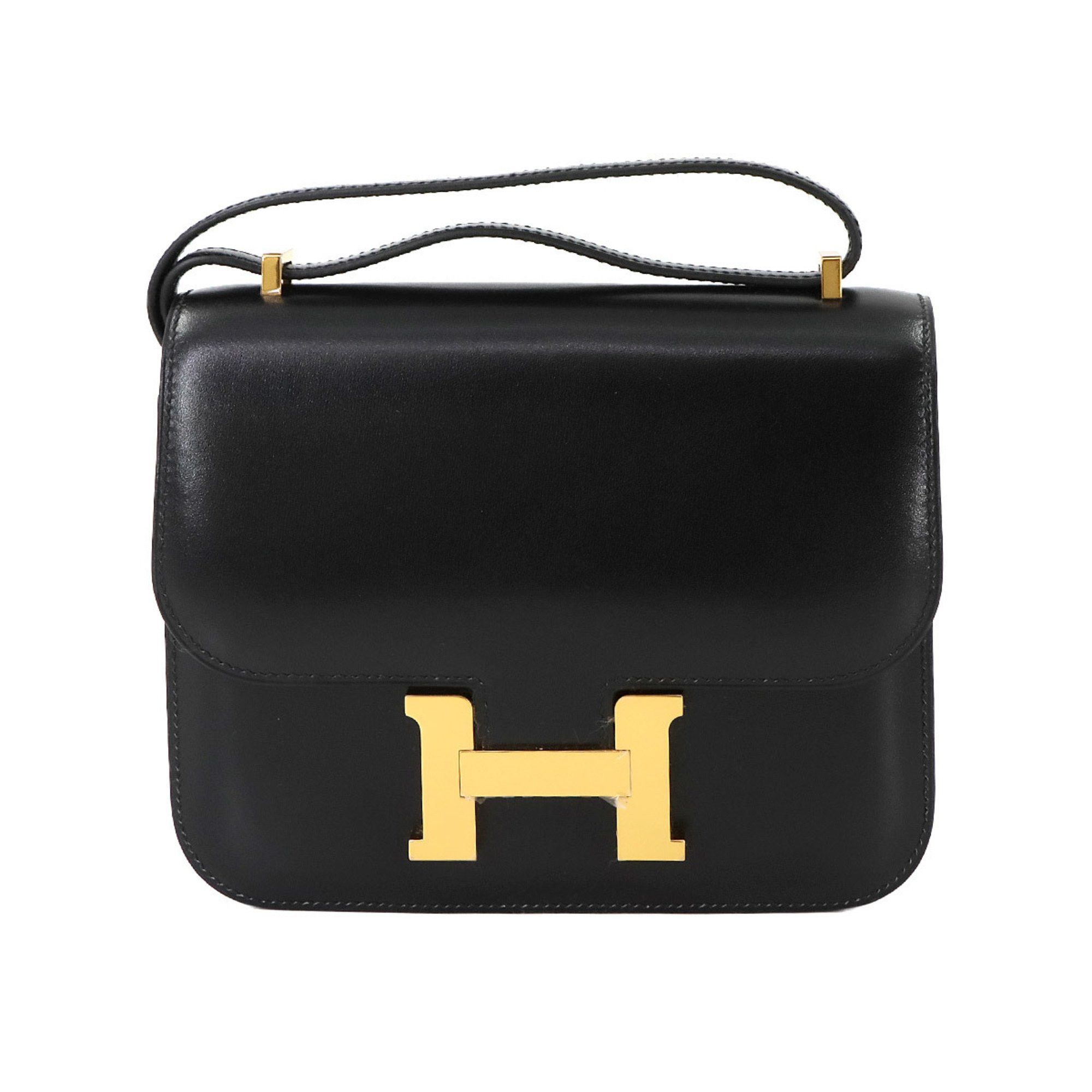 Hermes Constance 3 Mini 18 Miroir Shoulder Bag Box Calf Black B Stamp Gold Hardware, Women's
