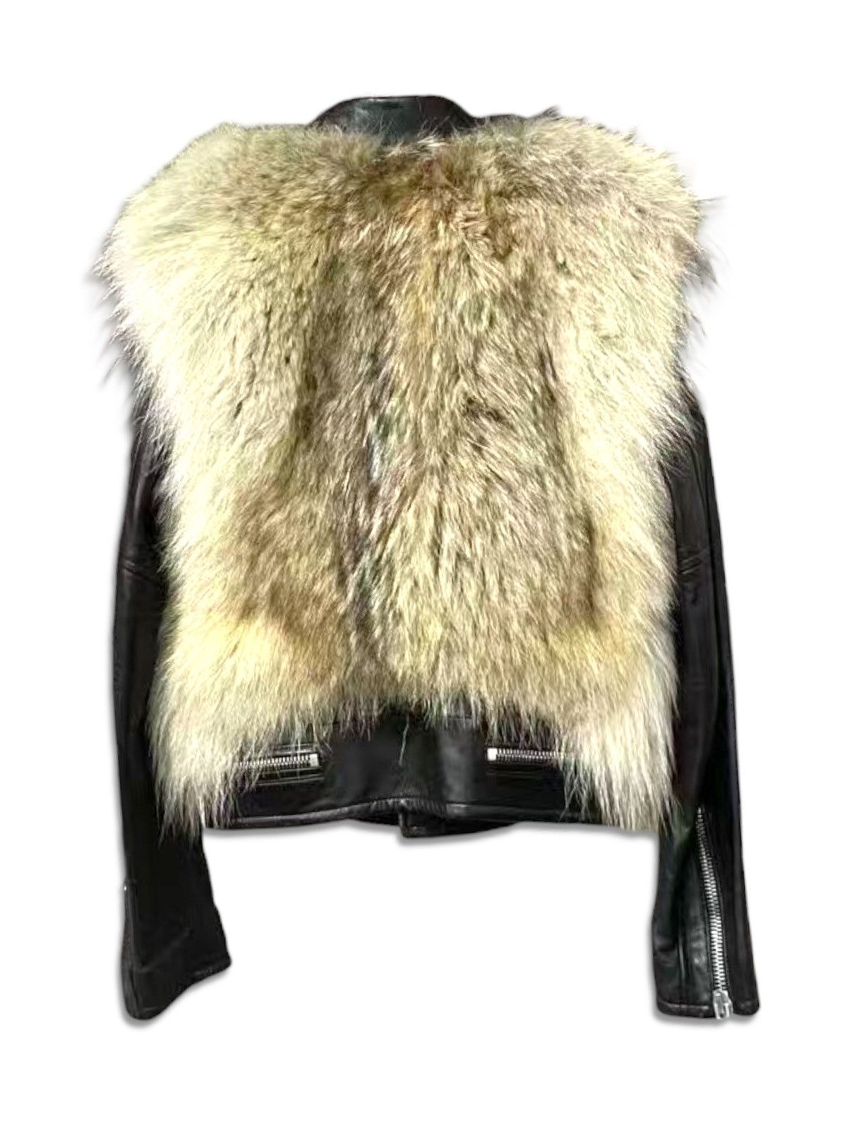 Saint Laurent Paris Saint Laurent Leather Biker Jacket 34 Coyote Fur Size XS / US 0-2 / IT 36-38 - 2 Thumbnail