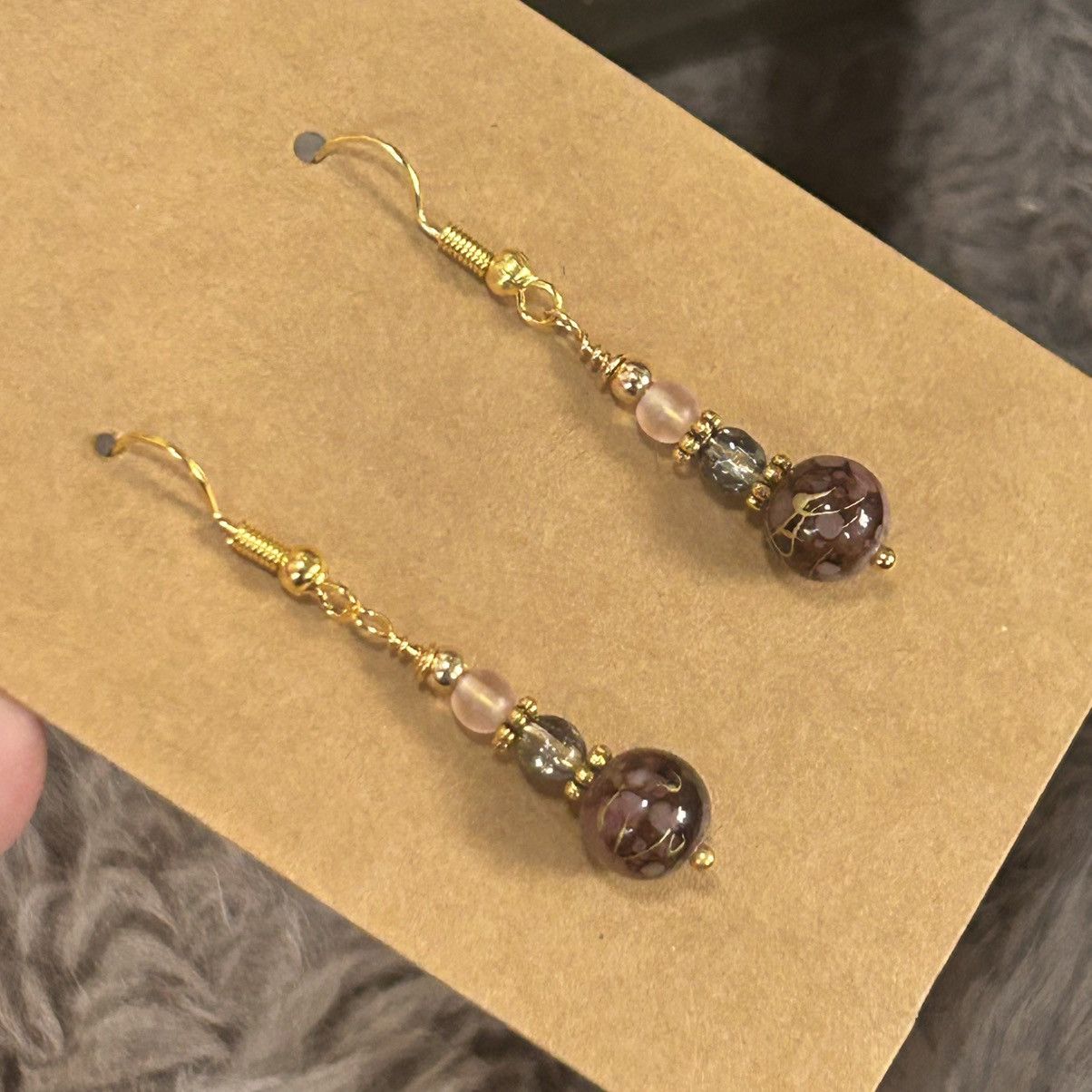Handmade Handcrafted elegant art glass and crystal dangle earrings Size ONE SIZE - 1 Thumbnail