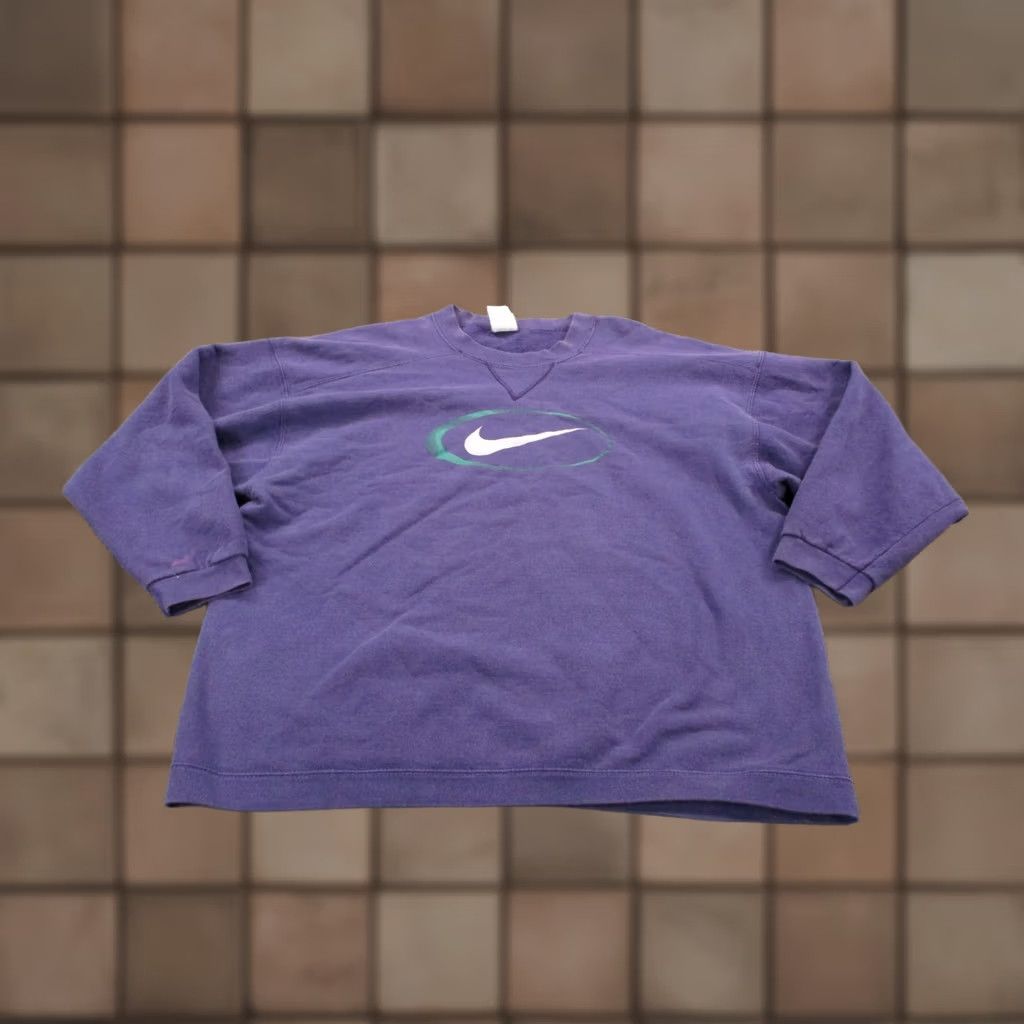 Nike Nike Sweatshirt Womens L Purple Swoosh Logo Pullover Vintage 90s Knit Crew Neck Cotton Polyester USA Made Athletic Regular Reviews-Ready Boys? Size L / US 10 / IT 46 - 1 Thumbnail