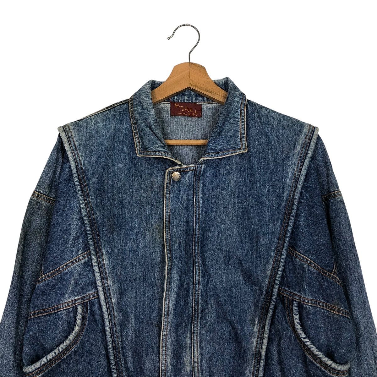 Japanese Brand 🔥VINTAGE BOMBER DENIM JACKET CELL TOKYO JAPAN ISSEY MIYAKE Size US S / EU 44-46 / 1 - 5 Thumbnail