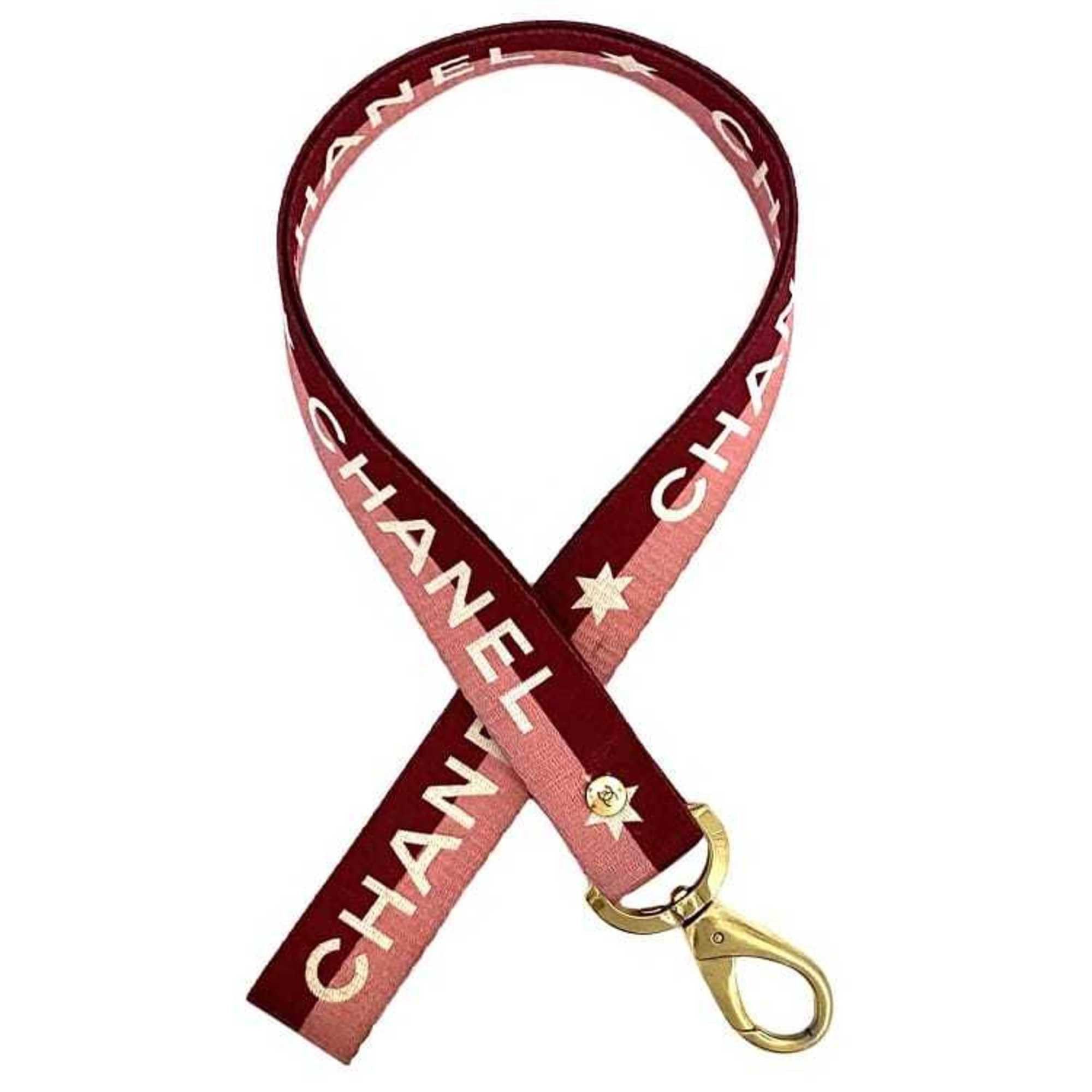 image of Chanel Neck Strap Red Pink Gold Nylon Gp Star Hanging Ladies Accessories Fashion, Women's
