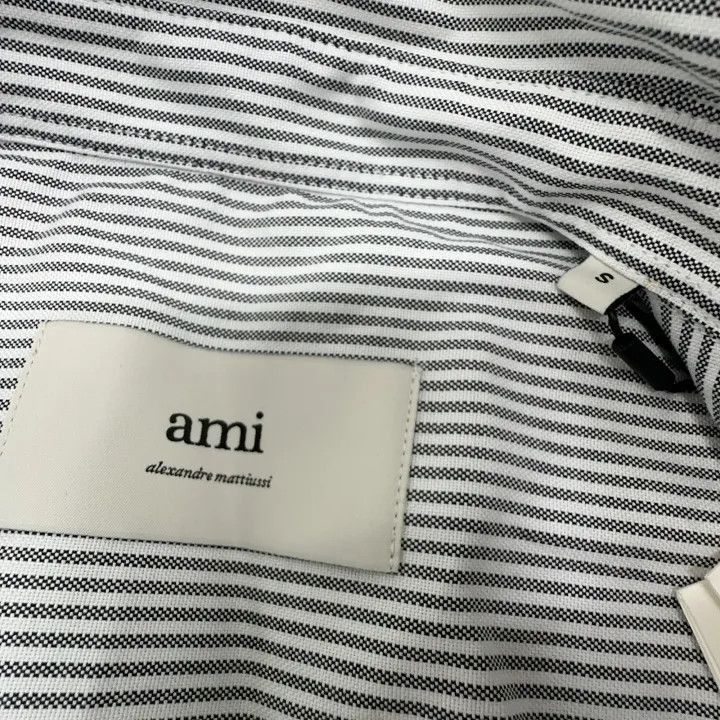 AMI AMIPARIS Striped Logo Long Sleeve Shirt -2507 Size US S / EU 44-46 / 1 - 5 Thumbnail