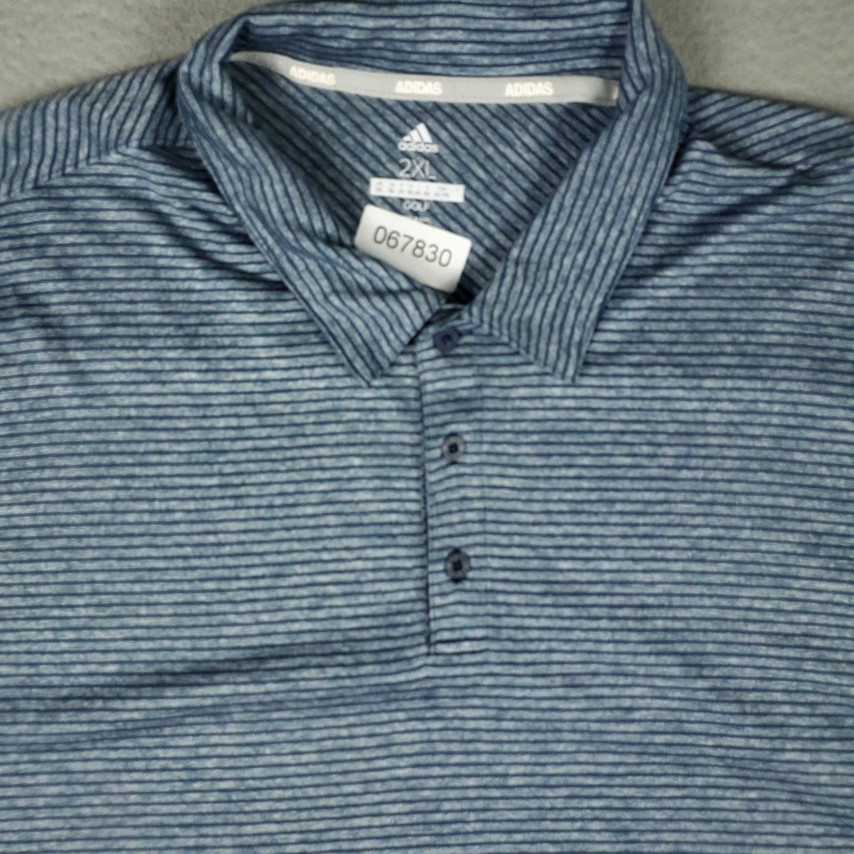 Adidas Adidas Polo Shirt Mens 2XL Blue Striped Golf Casual Short Sleeve Shirt Size US XXL / EU 58 / 5 - 2 Thumbnail