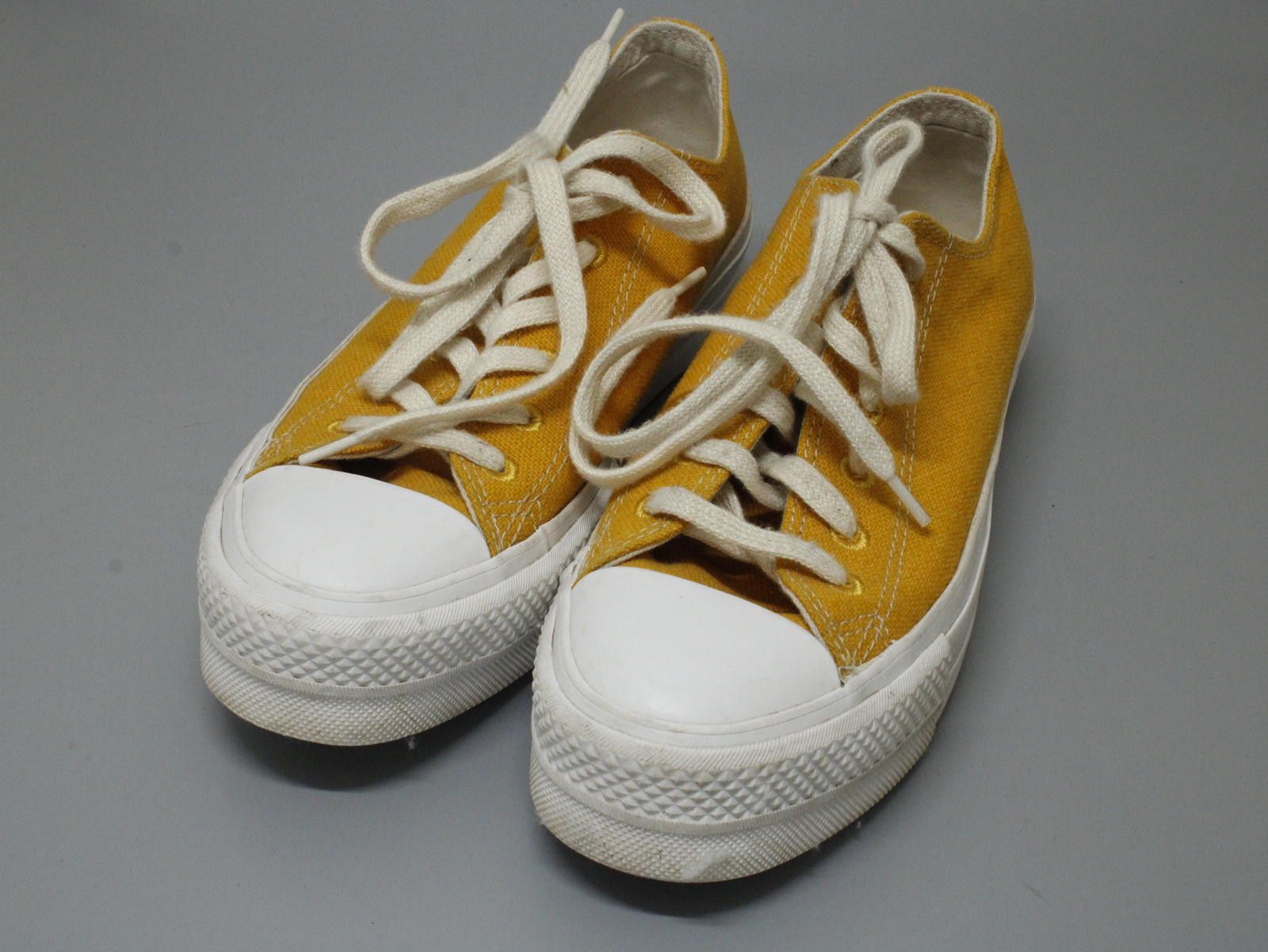 Unknown London Yellow Canvas Allstar Women's Sneakers with White Rubber Toe Size US 7.5 / IT 37.5 - 2 Thumbnail