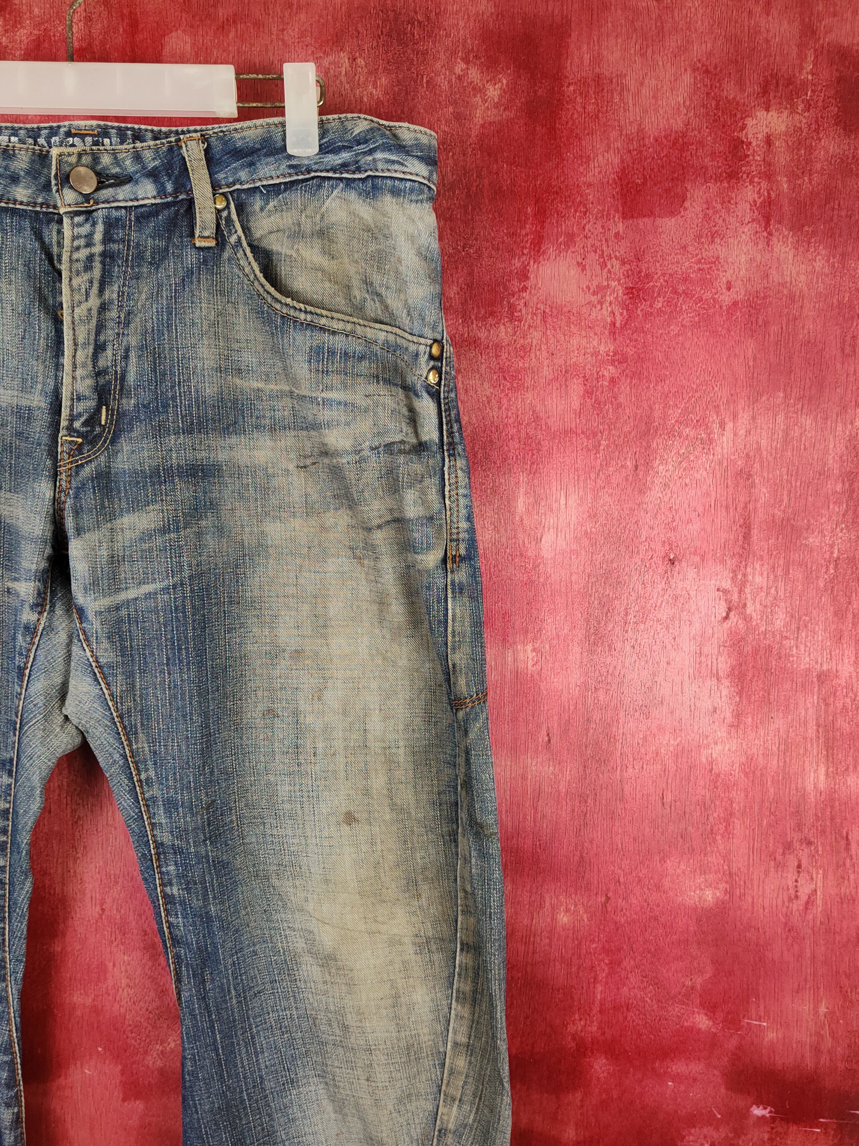 Edwin Edwin E Function Blue Faded Distressed Ripped Jeans #S1681 Size US 33 - 5 Thumbnail