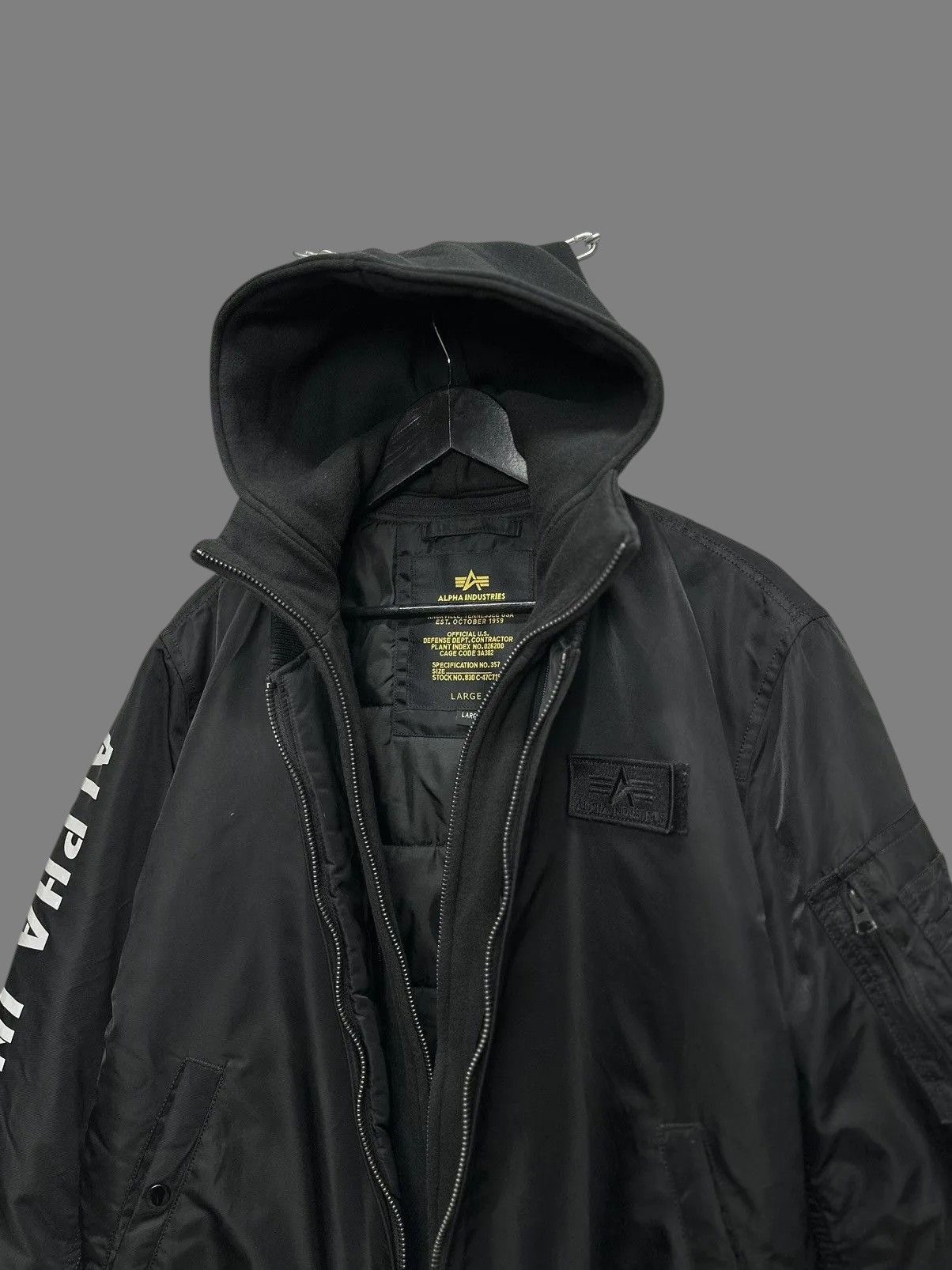 Vintage Alpha Industries Black Bomber Jacket Military Flight Style Size US L / EU 52-54 / 3 - 14 Thumbnail