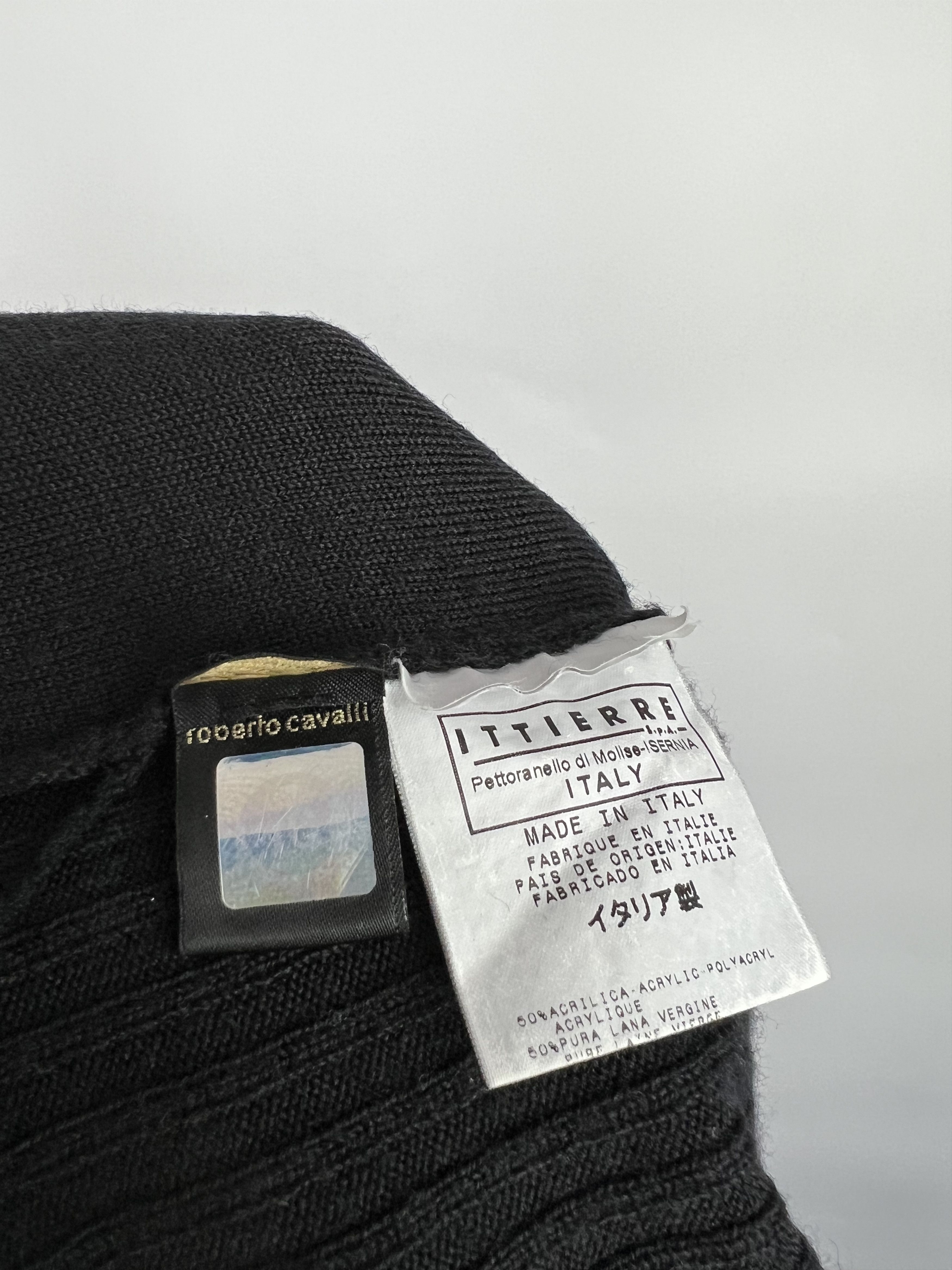 Just Cavalli × Roberto Cavalli Just Cavalli Black Ribbed Wool Sweater Size L Size L / US 10 / IT 46 - 14 Thumbnail
