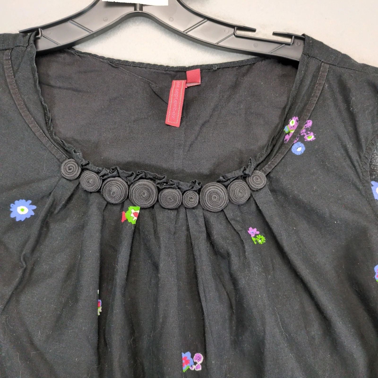 Anthropologie One September Black Floral Blouse Top Petite S Wildflower Size S / US 4 / IT 40 - 10 Thumbnail