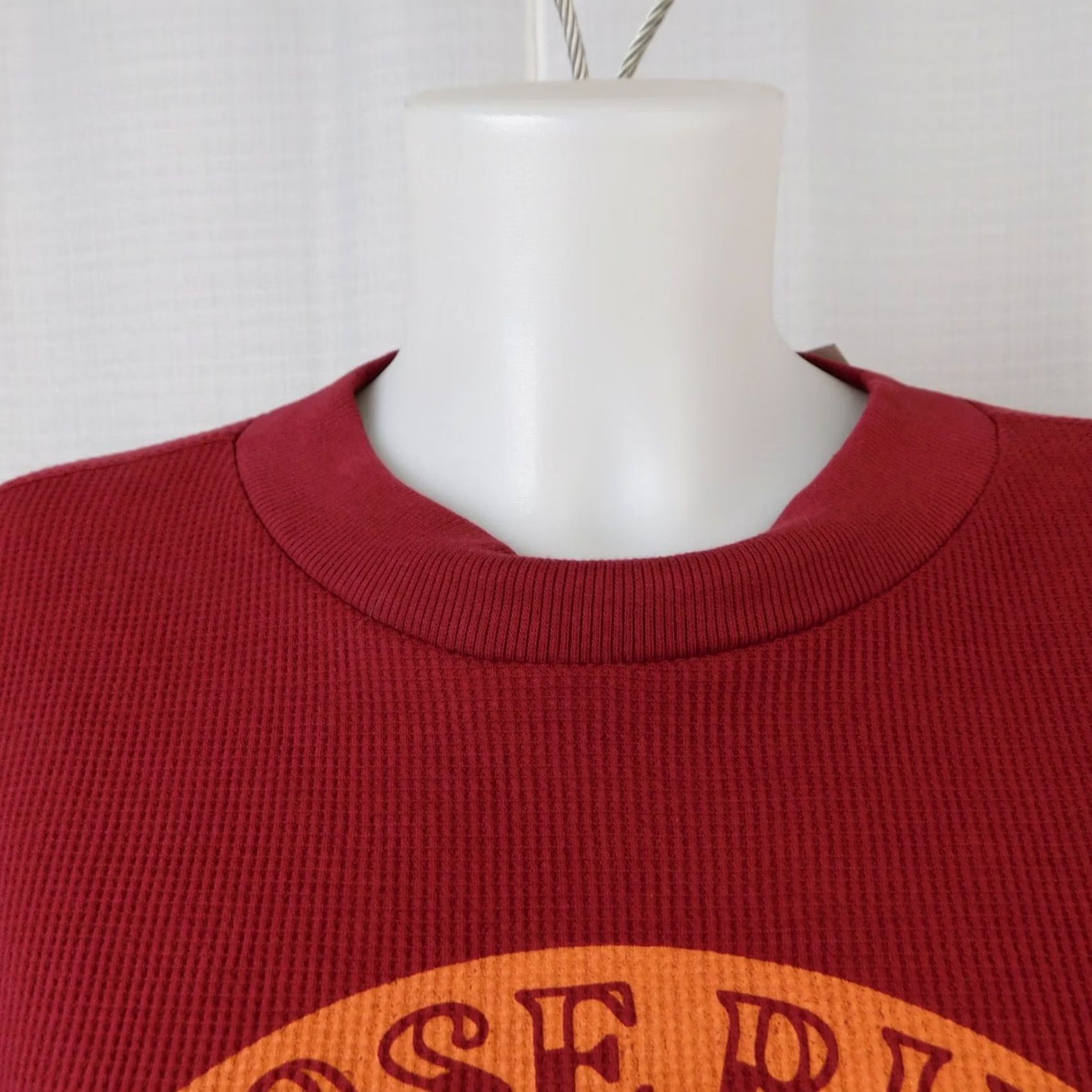 Vintage Sonoma Moose Ridge Long Sleeve Crew Neck Waffle-Knit Top - Red, M, Cotton Blend, Knit, Classic Fit, Women Size M / US 6-8 / IT 42-44 - 4 Thumbnail