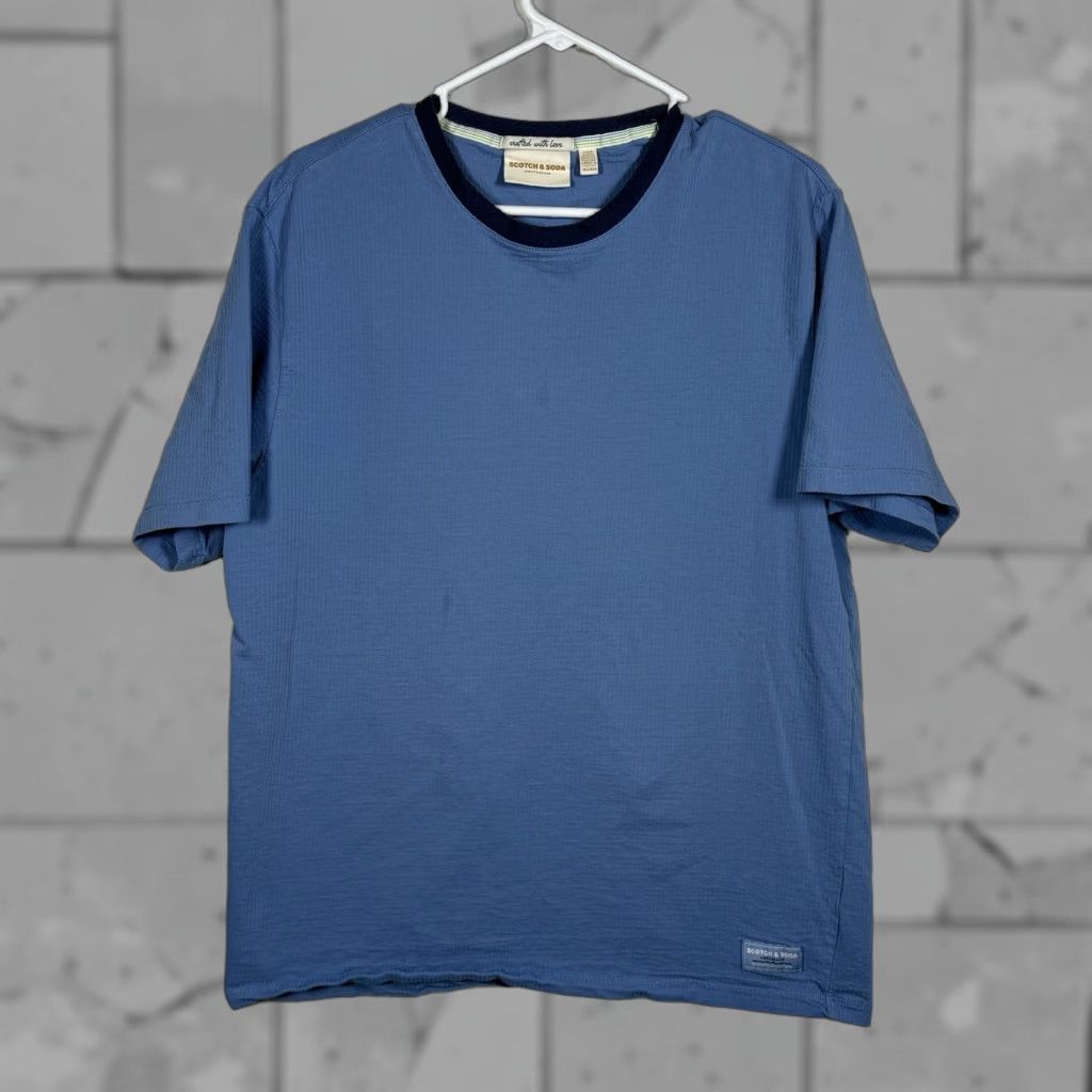 Scotch & Soda Scotch & Soda Shirt Mens Large Blue Ringer Waffle Textured Crewneck Tee Stretch User-Generated Version Size US L / EU 52-54 / 3 - 1 Thumbnail