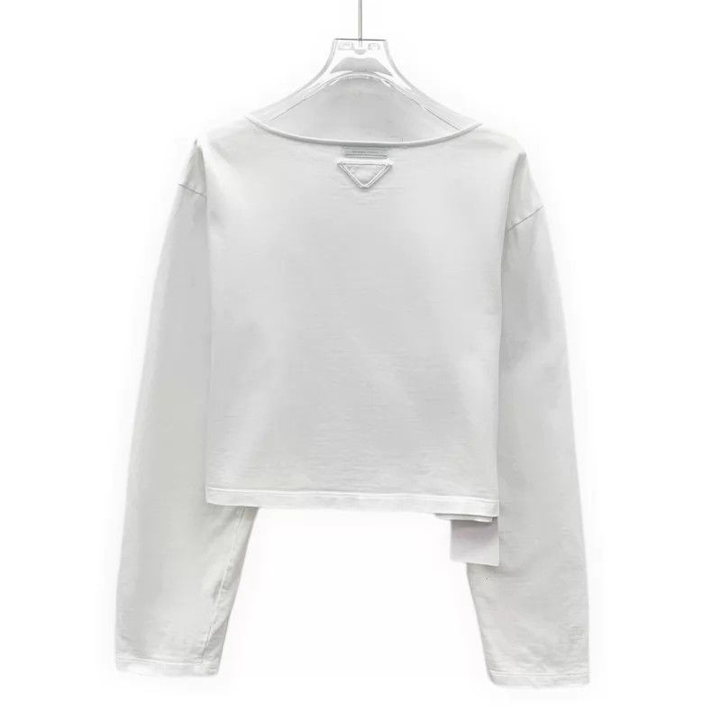 Prada Prada 23 white logo letter relief cotton round-neck long-s Size S / US 4 / IT 40 - 2 Thumbnail