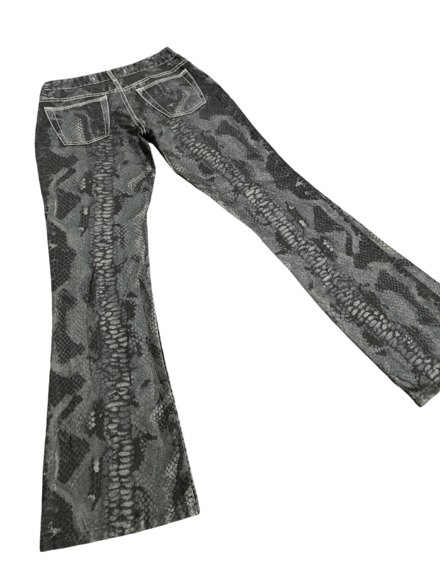 If Six Was Nine Flare Jeans Mavi Python Printed Denim Bootcut Y2k Size US 27 - 13 Thumbnail