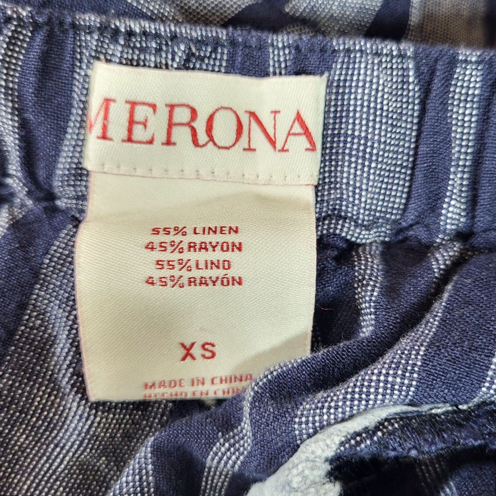 Merona Merona Blue Striped Linen Blend Wide Leg Pants XS Womens Linen Rayon Lightweight Elastic Drawstring Size 26" / US 2 / IT 38 - 2 Thumbnail
