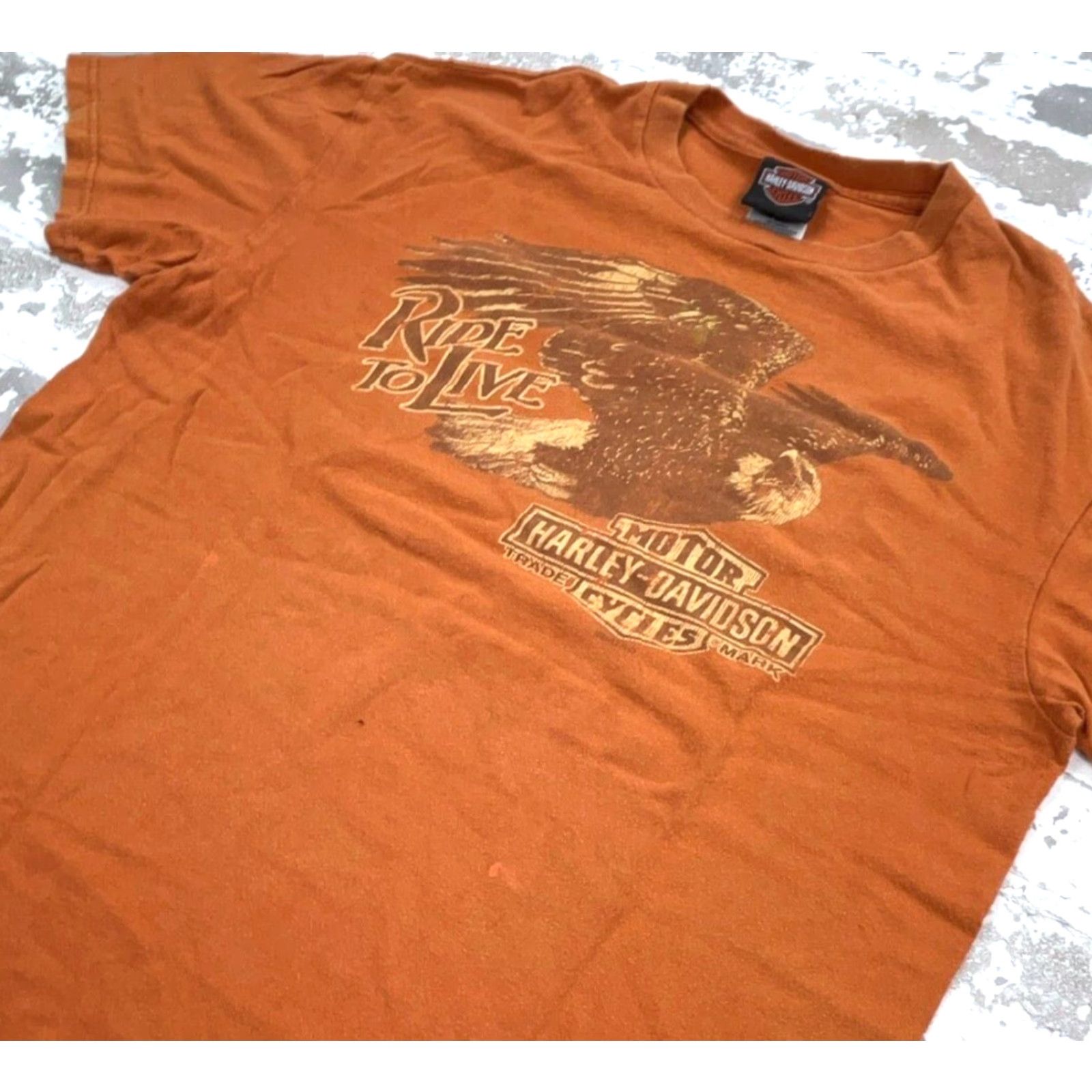 Harley Davidson VINTAGE Harley-Davidson Graphic Tee Men XL Orange Biker Eagle 80s Retro Motorcycle Size US XL / EU 56 / 4 - 5 Thumbnail