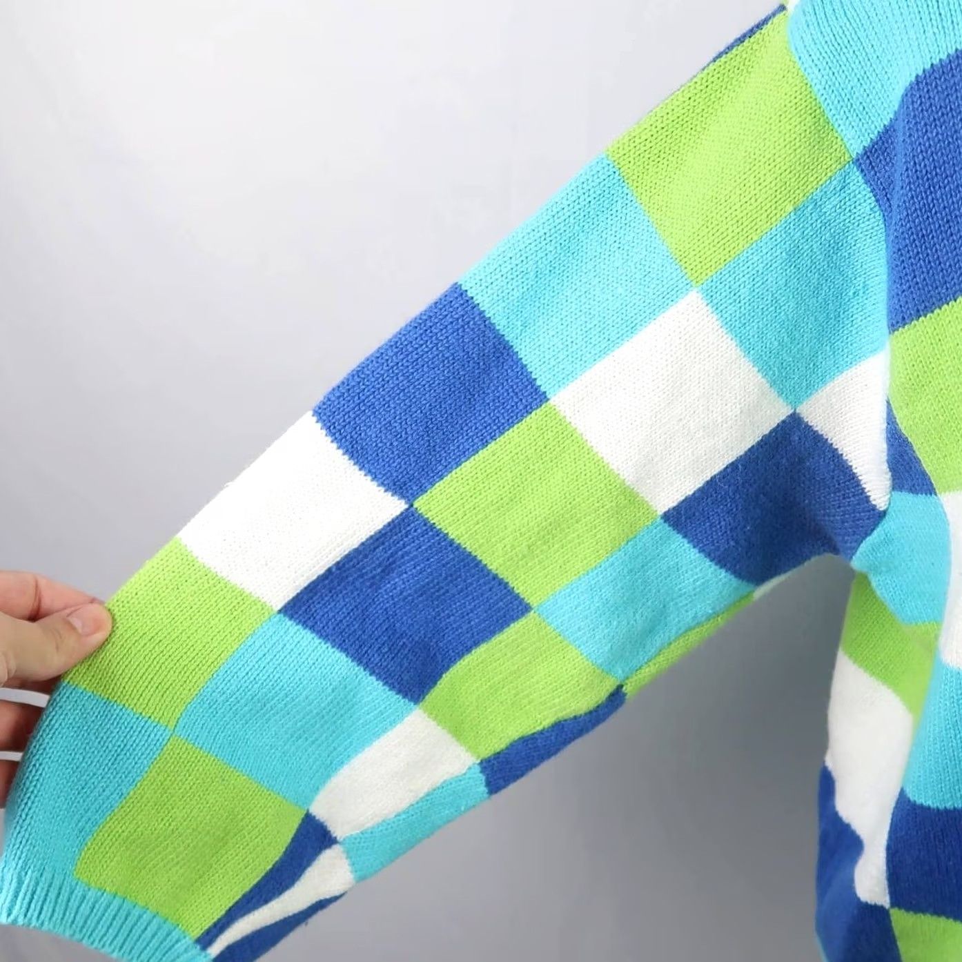Vintage VINTAGE Y2K Blue and Green Grid Checker Print Knit Cardigan L Mens Womens Boys Girls Size L / US 10 / IT 46 - 5 Thumbnail