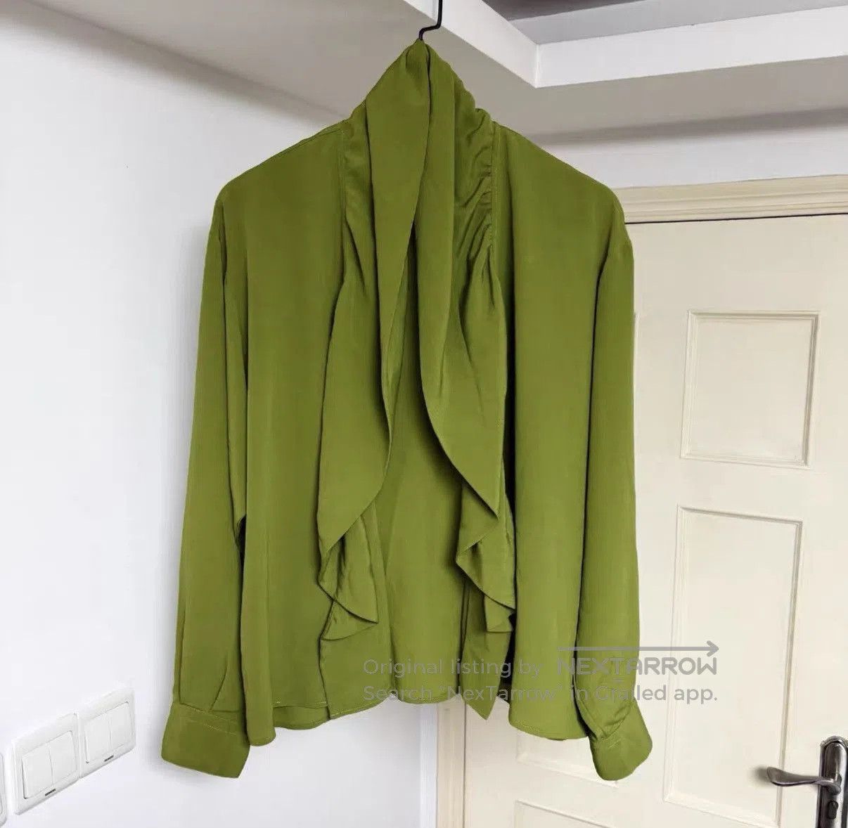 Jean Paul Gaultier Green Long Sleeve Draped Neck Shirt. Size US M / EU 48-50 / 2 - 5 Thumbnail