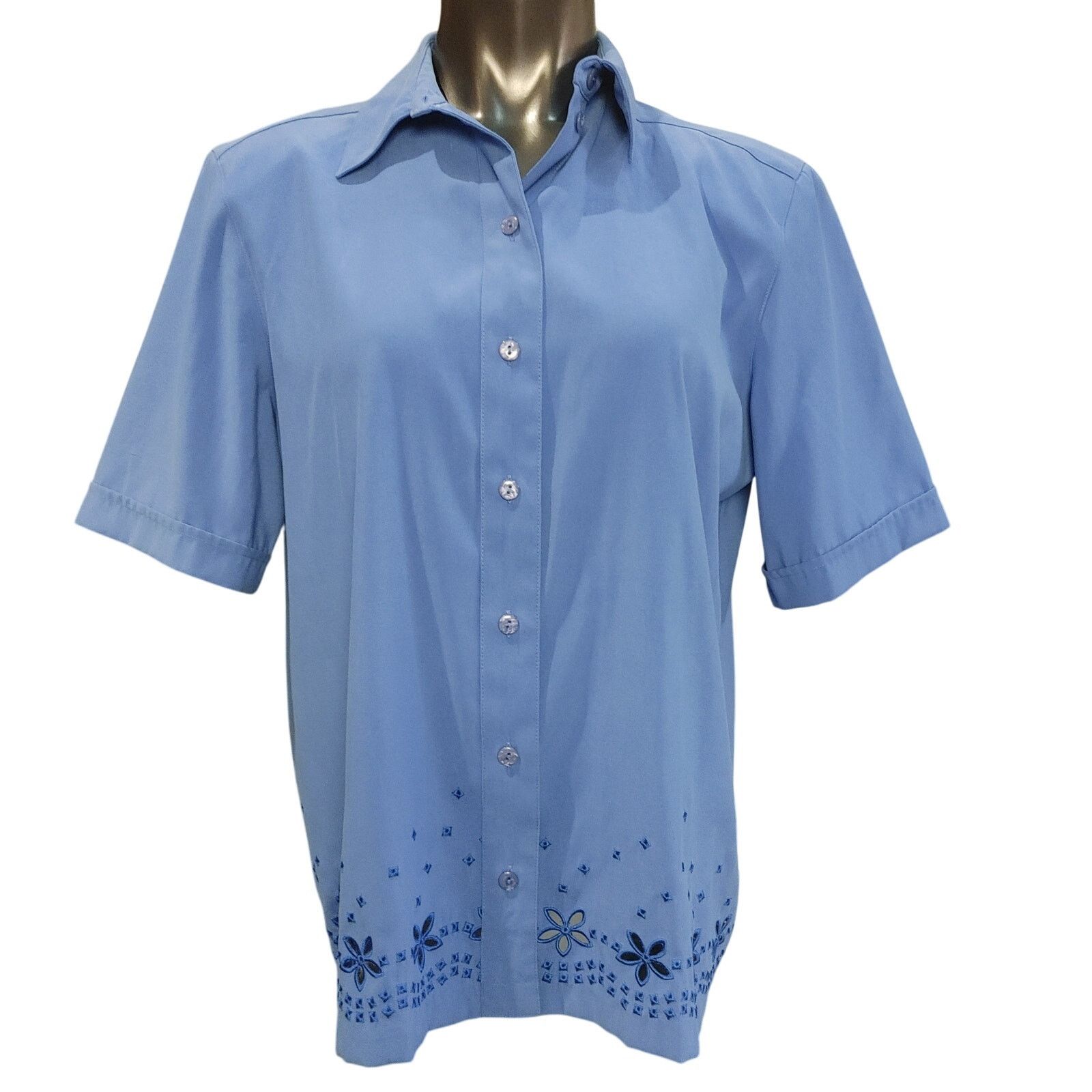 Other TanJay Womens 12 Light Blue Floral Short Sleeve Button Up Size XL / US 12-14 / IT 48-50 - 1 Thumbnail