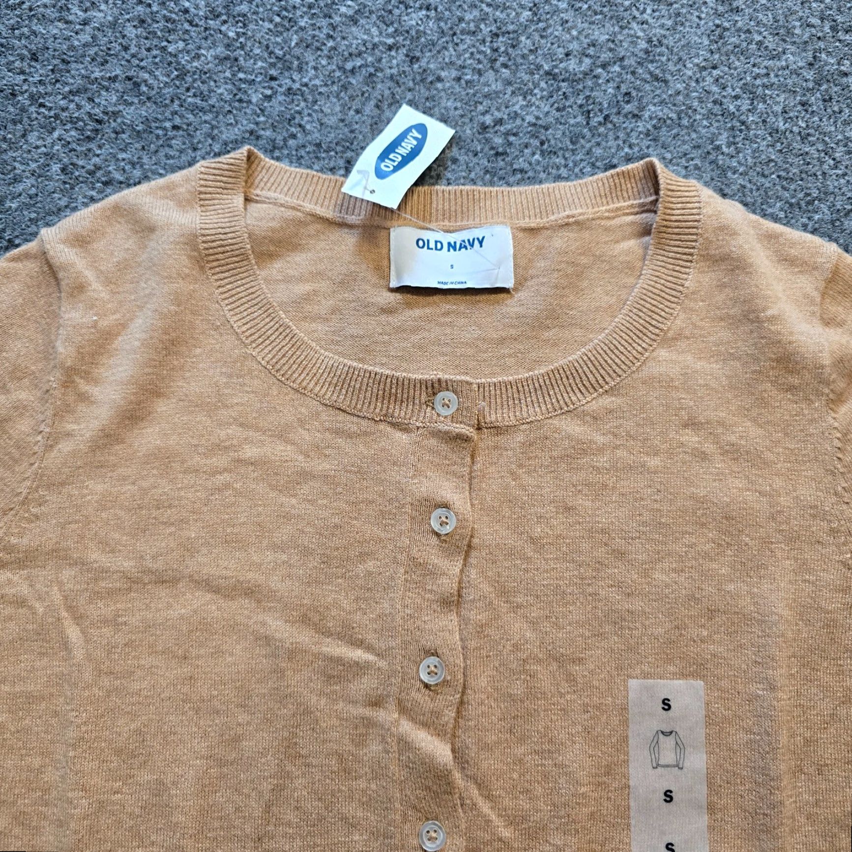 Old Navy Old Navy Sweater Cardigan Women Size S Brown Beige Long Sleeve Round Neck Casual Knit Cotton Viscose Regular Fall Spring Winter Capsule Basic Size S / US 4 / IT 40 - 2 Thumbnail