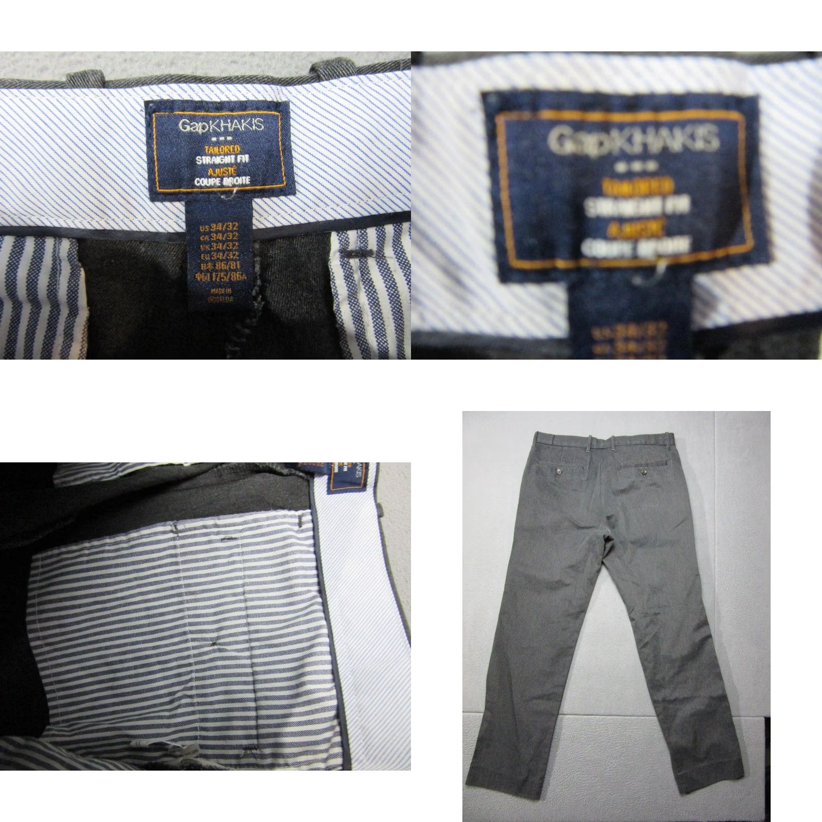 Gap Gap Khakis Pants Mens 34x32 Gray Tailored Straight Fit Chino Office Casual Size US 34 / EU 50 - 8 Thumbnail