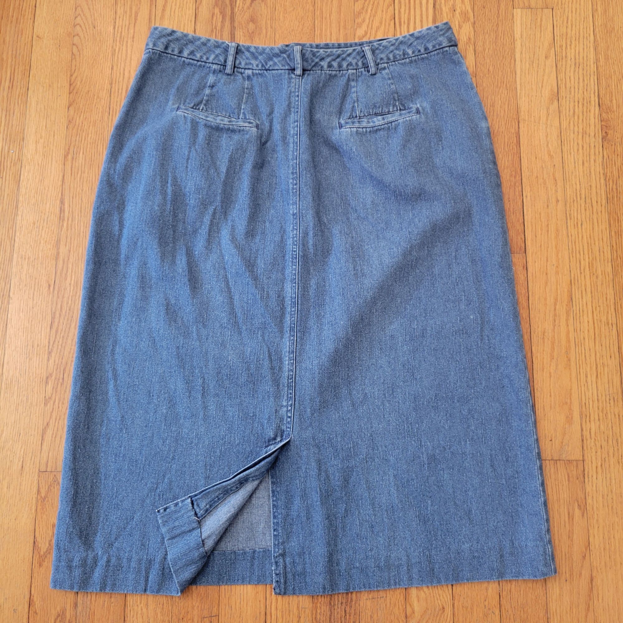 Vintage Kim Rogers Sport Denim Maxi Skirt 16 Cotton Blue Jean Modest Size 38" / US 16 / IT 52 - 3 Thumbnail