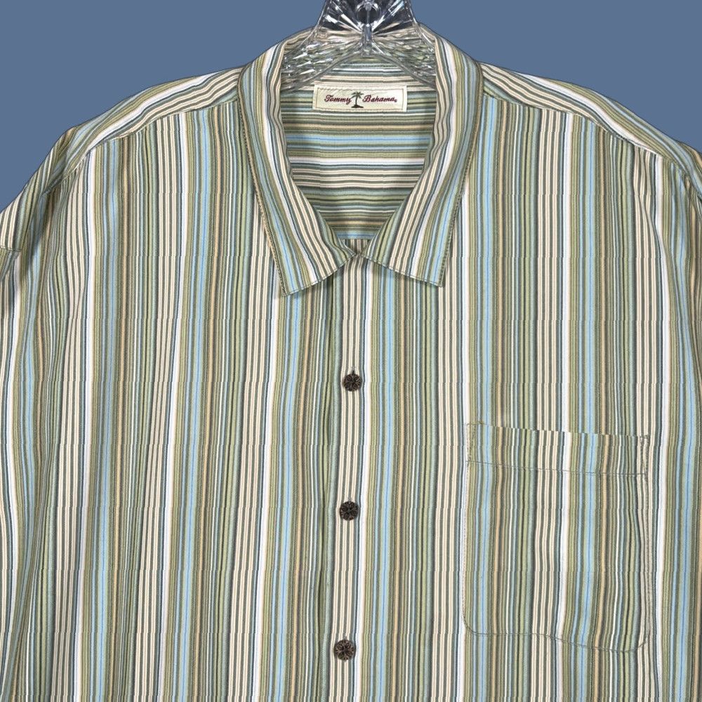 Tommy Bahama Tommy Bahama Shirt Striped Short Sleeve Button-Up 2XL Silk Multicolor Casual Hawaiian Beach 100% Silk Size US XXL / EU 58 / 5 - 1 Thumbnail