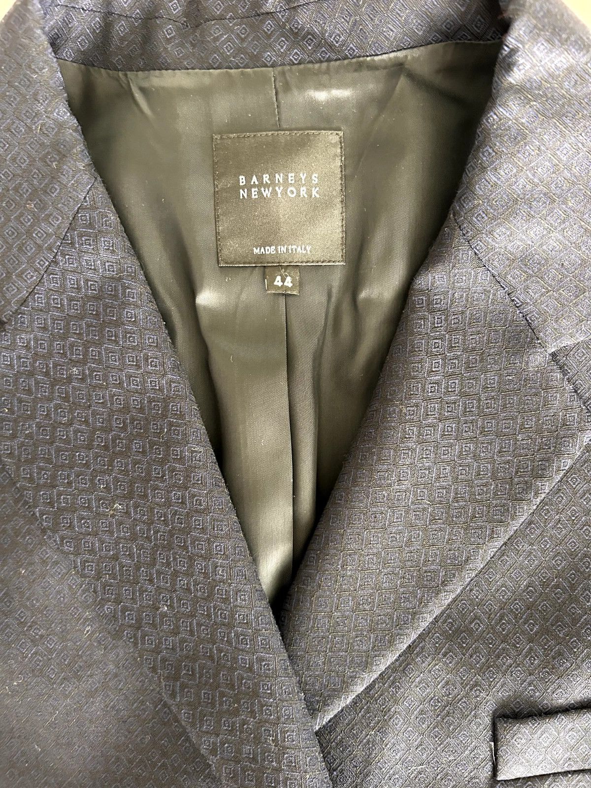 Barneys New York Double Breasted Blue Patterned Blazer Jacket Size M / US 6-8 / IT 42-44 - 4 Thumbnail