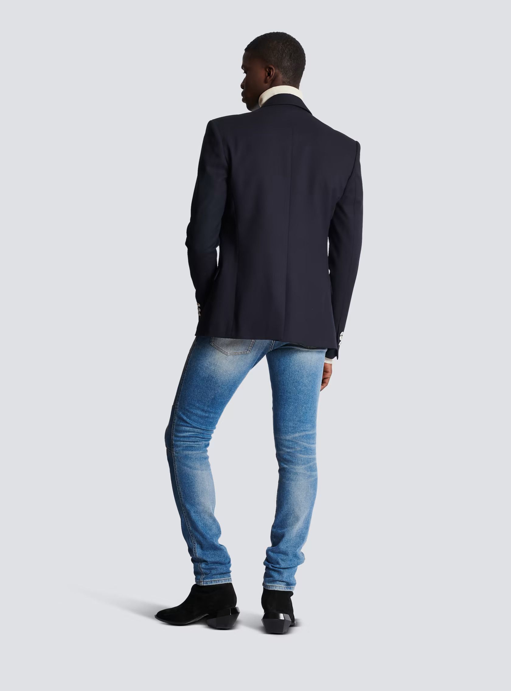 Balmain o1s1wg110125 6-Button Wool Jacket in Navy Blue Size US L / EU 52-54 / 3 - 4 Thumbnail