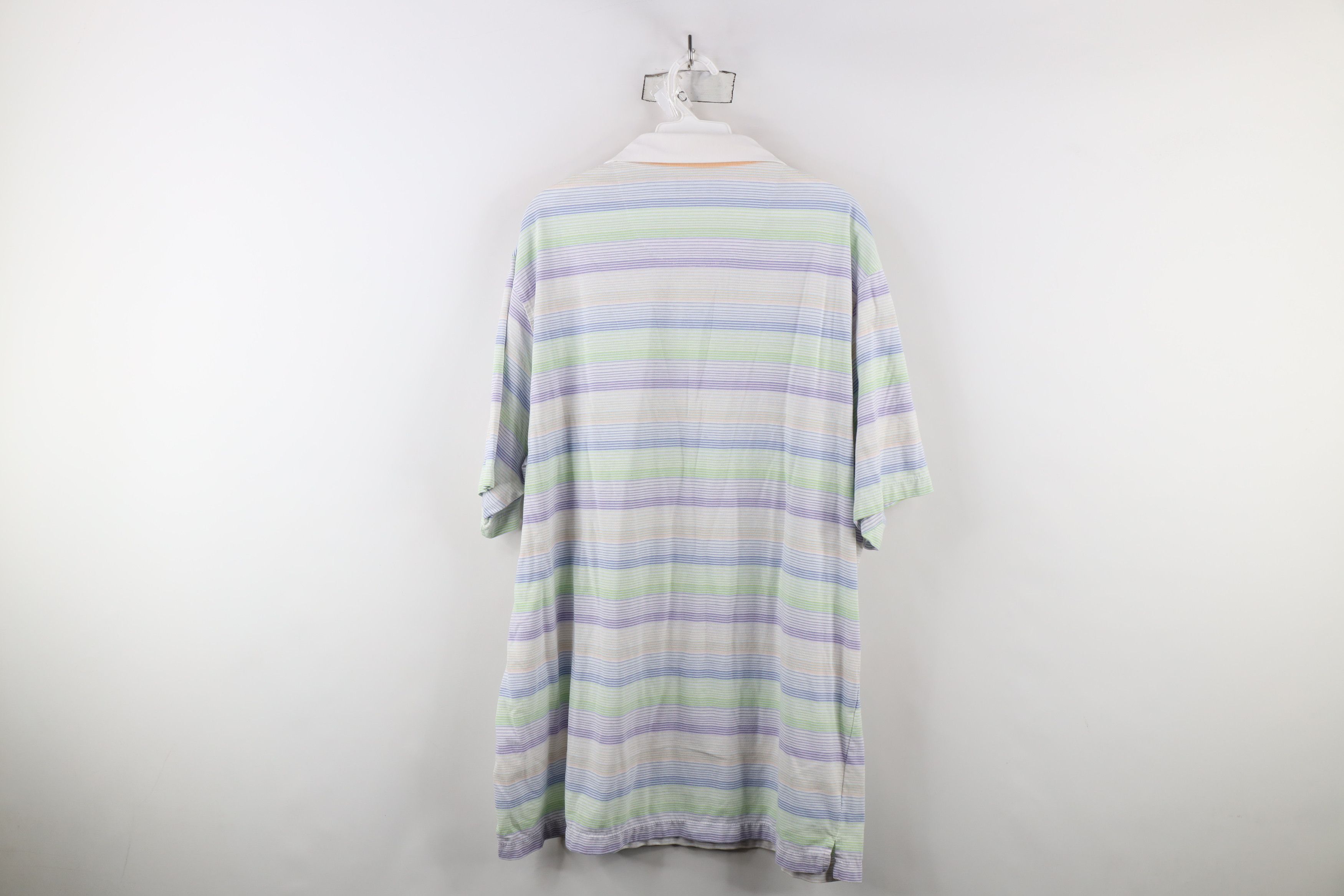 Vintage Vintage 90s Streetwear Pastel Striped Collard Golf Polo Size US XXL / EU 58 / 5 - 9 Thumbnail
