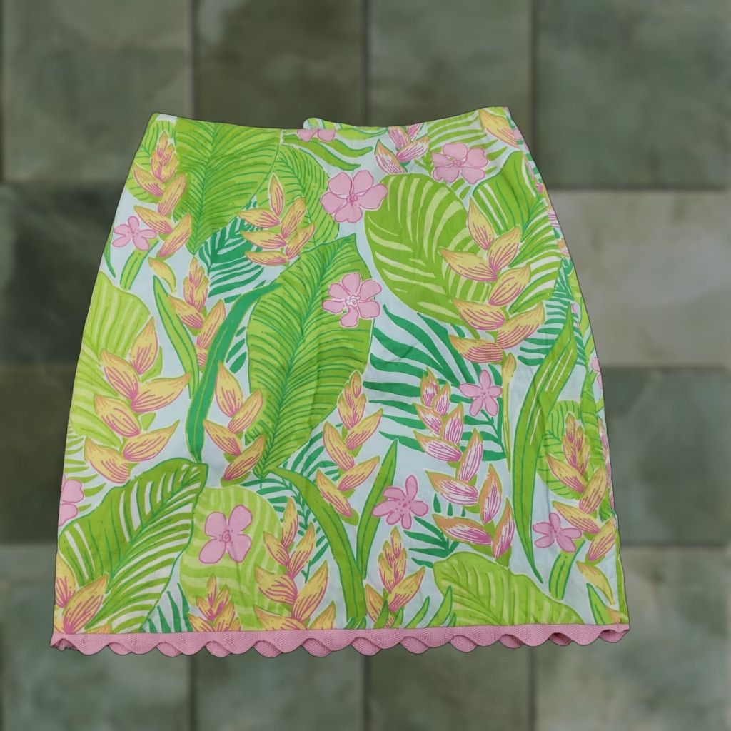 Lilly Pulitzer VINTAGE Lilly Pulitzer Skirt Women 8 Pink Floral Mini Short with Pockets Size 36" / US 14 / IT 50 - 1 Thumbnail
