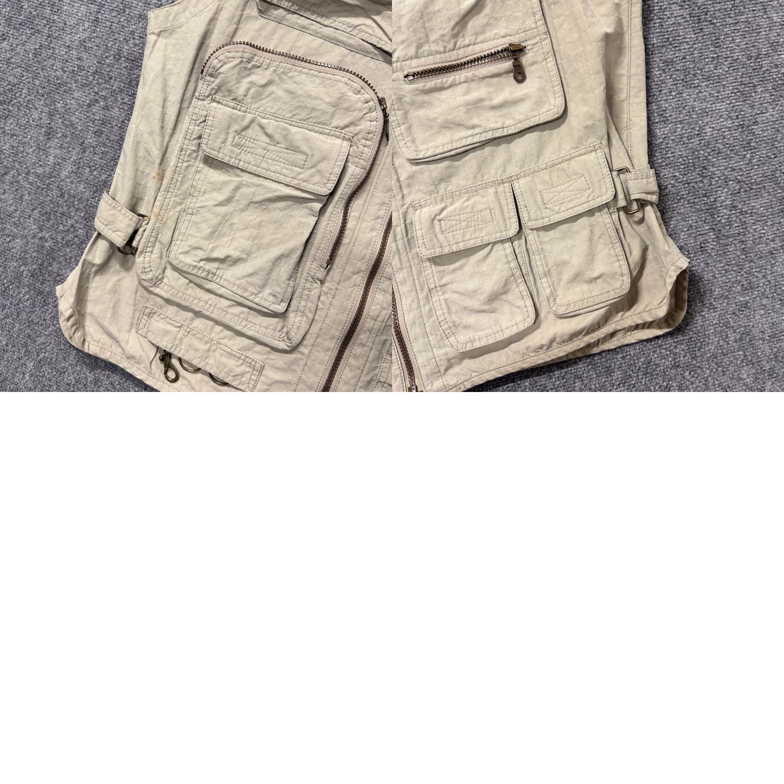 Camel Camel Trophy Vests Men XL Stained Outdoor Full Zip Fishing Multi-Pocket Vest Beige Cotton Blend Overcoat Men XL Size US XL / EU 56 / 4 - 9 Thumbnail