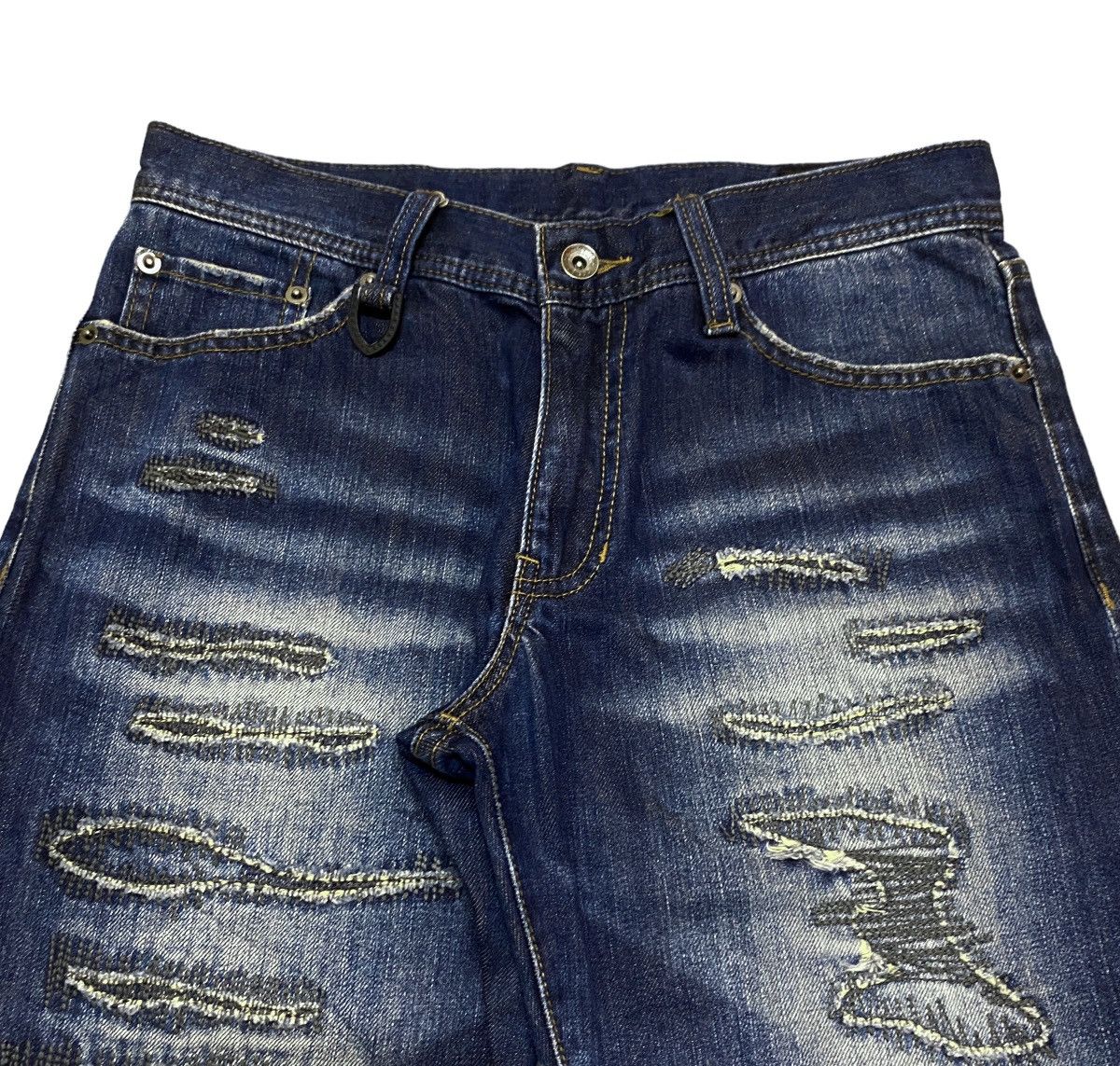 Le Grande Bleu (L.G.B.) Very Rare Vintage Brand Semantic Design Ripped Jeans 1990s Size US 30 / EU 46 - 9 Thumbnail
