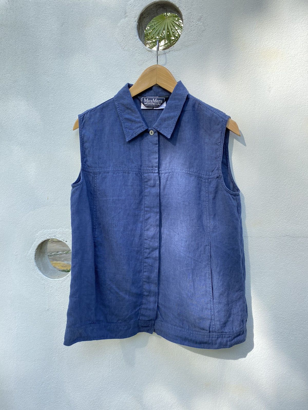 Max Mara Maxmara sleeveslestblue shirt Size M / US 6-8 / IT 42-44 - 9 Thumbnail