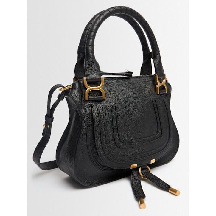 Chloe Small Hobo Black Grained Leather Top Handle Bag New &