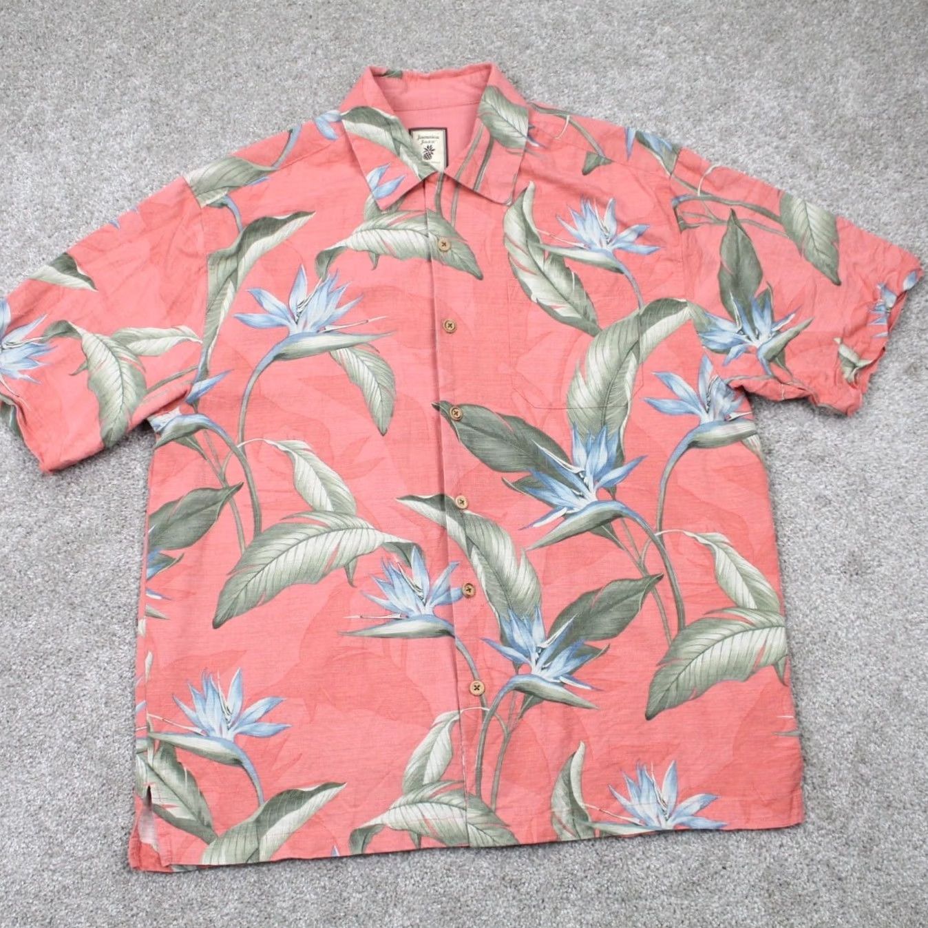 Vintage Jamaica Jaxx Camp Shirt Mens Medium Pink Floral Silk Button-Up Short Sleeve Collar Vintage? No. Size US M / EU 48-50 / 2 - 2 Thumbnail
