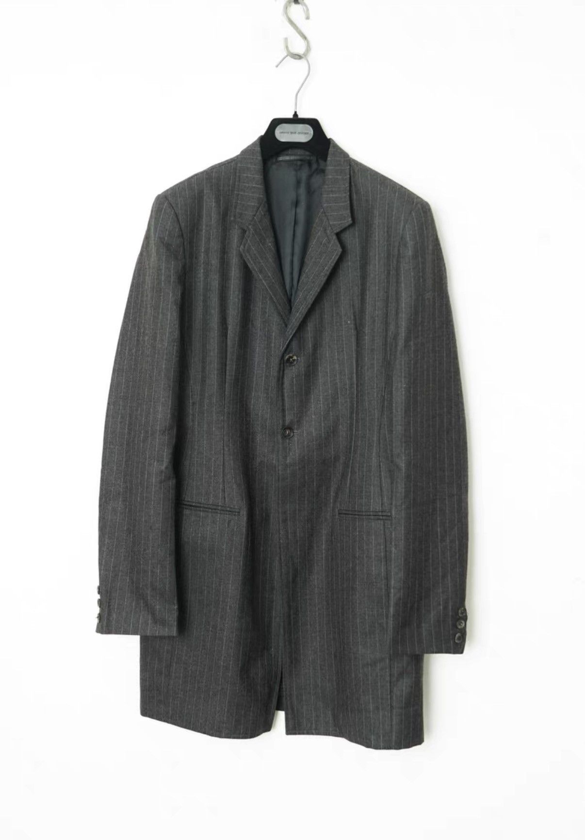 Yohji Yamamoto Yohji Yamamoto Tailored Waist Striped Wool Coat Size M / US 6-8 / IT 42-44 - 1 Thumbnail