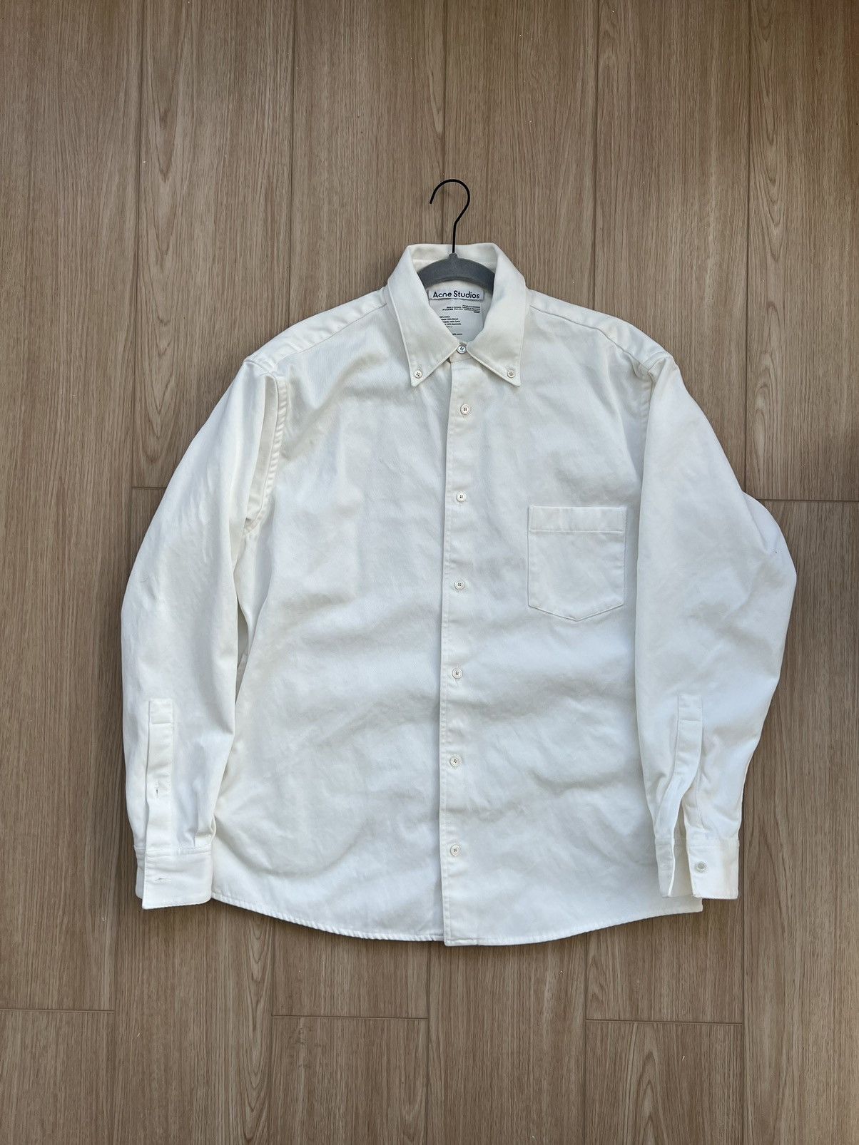 image of Acne Studios Twill Overshirt in White, Men's (Size Large)