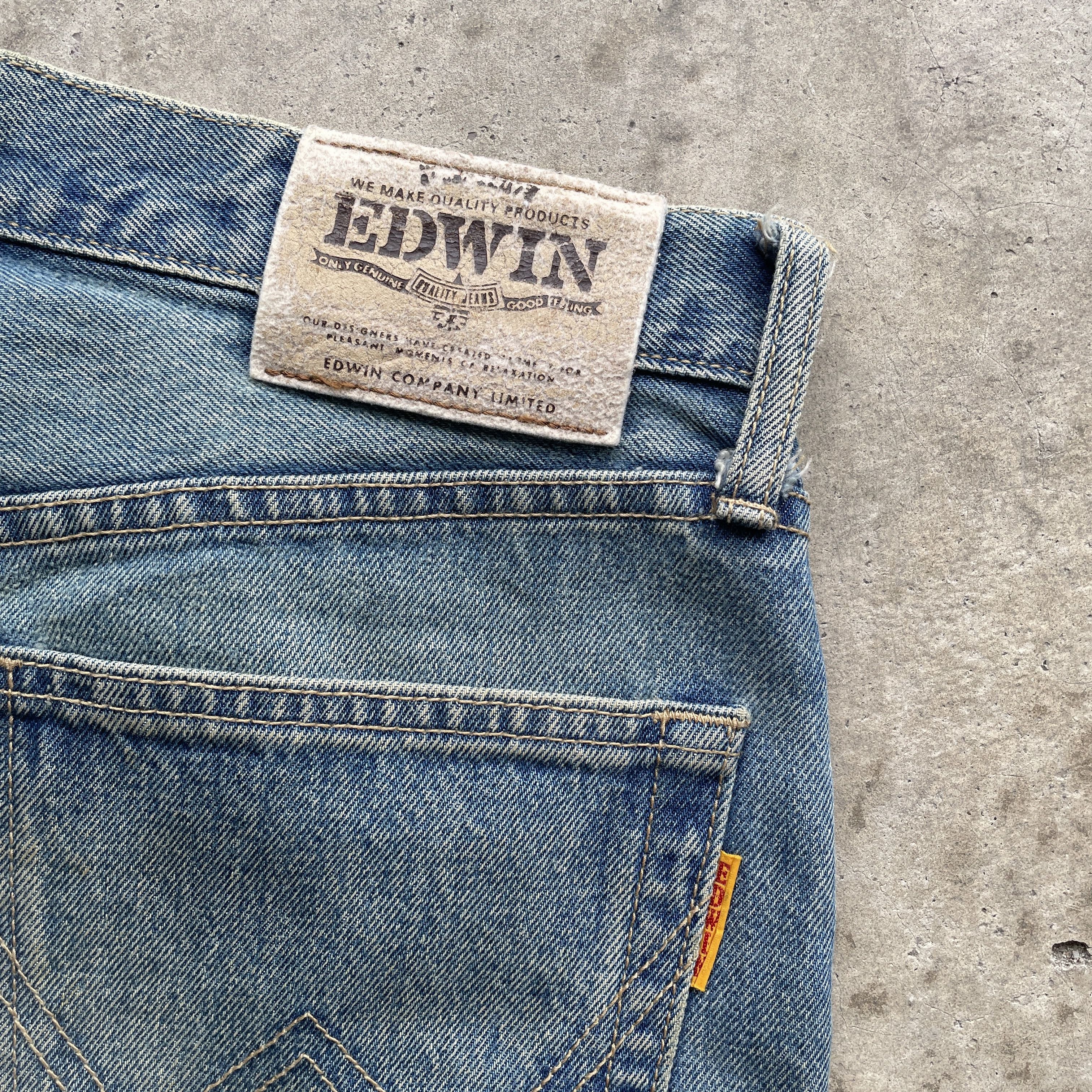 Edwin × Vintage 90s EDWIN RUSTY JEANS DISTRESSED DENIM FADED PANTS W30 Size US 30 / EU 46 - 9 Thumbnail