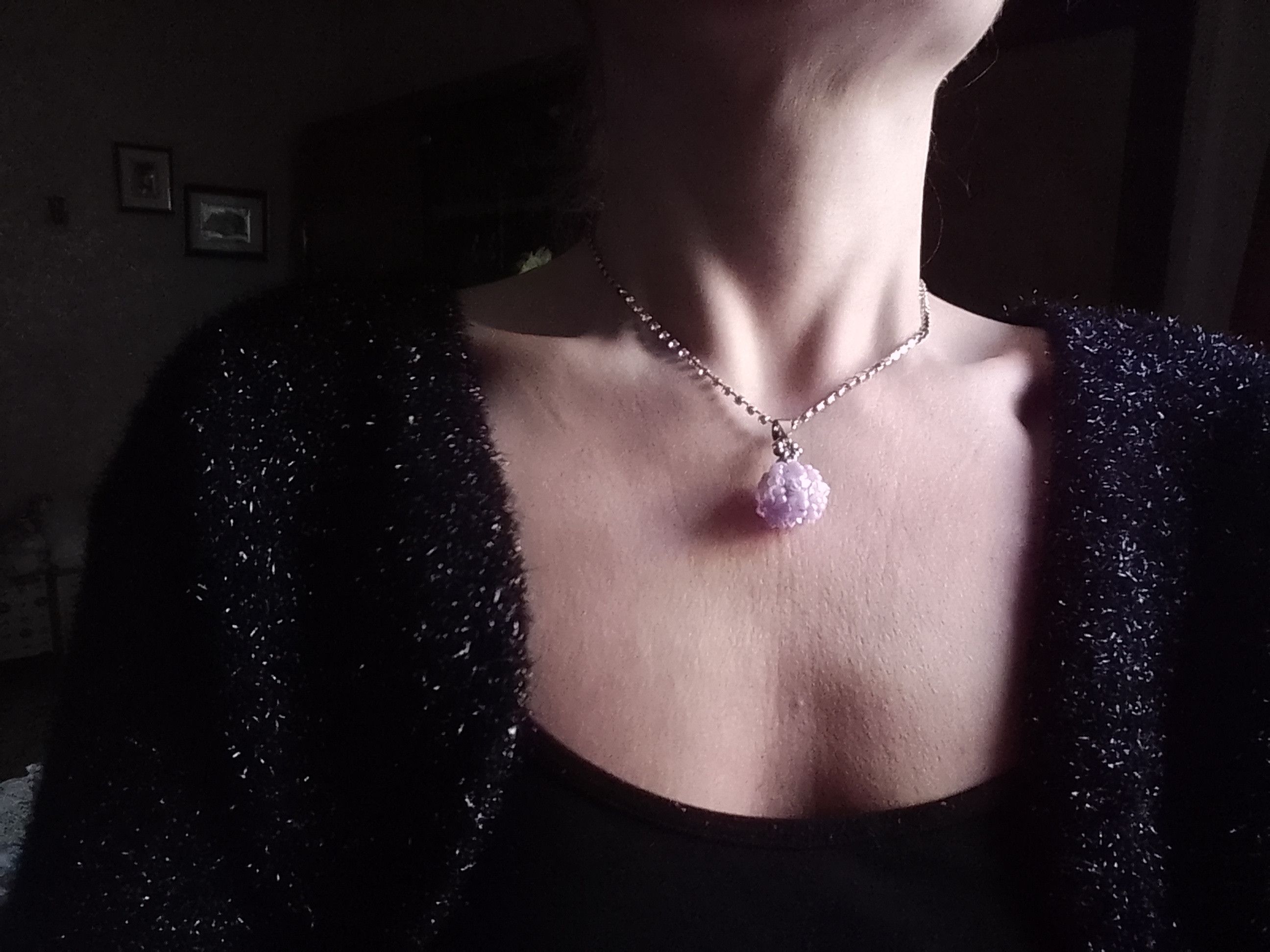 Handmade Necklace Beaded Pearl Pendant Earrings Purple Size ONE SIZE - 10 Thumbnail