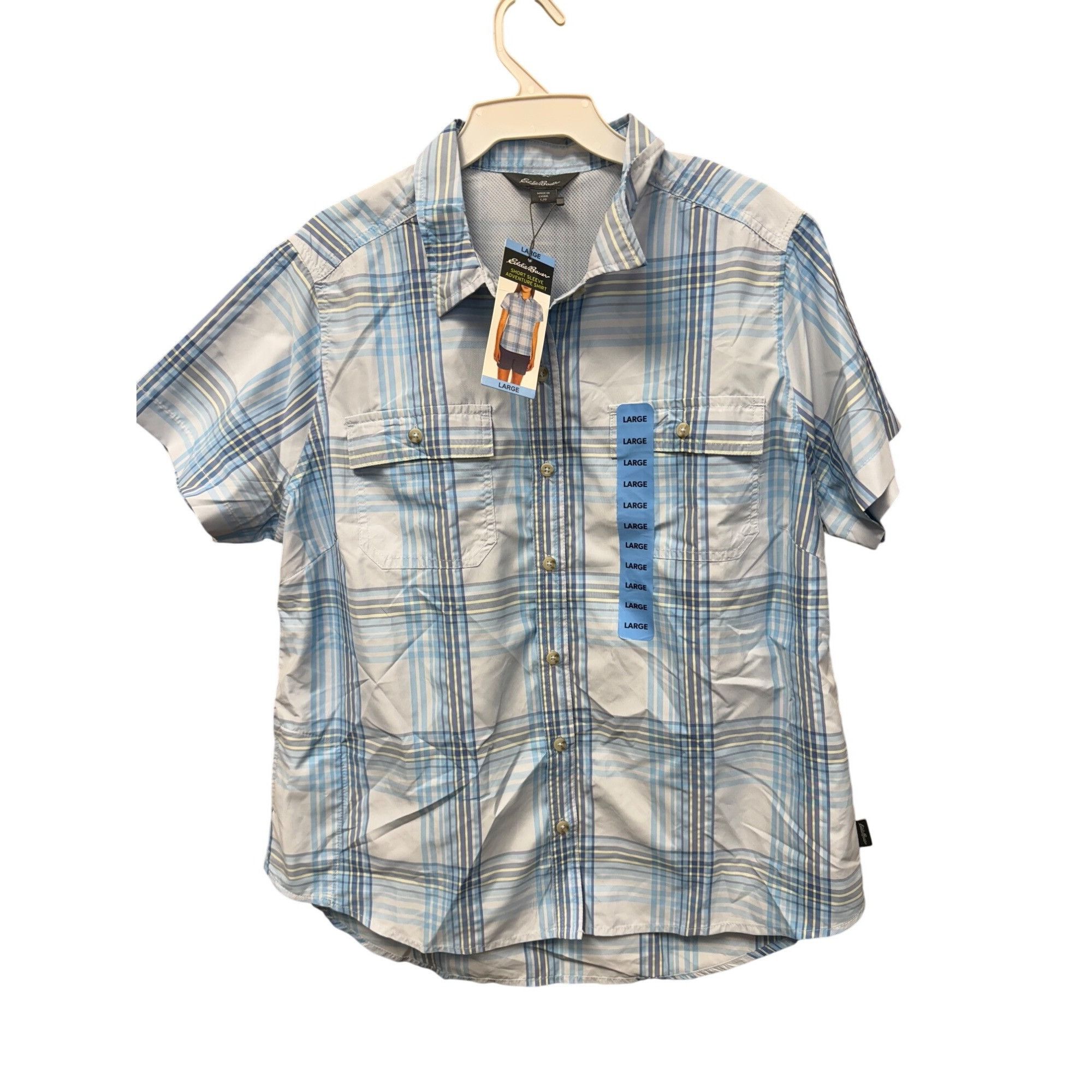 Eddie Bauer Eddie Bauer Short Sleeve Adventure Shirt Large Blue Plaid Qu Size L / US 10 / IT 46 - 1 Thumbnail