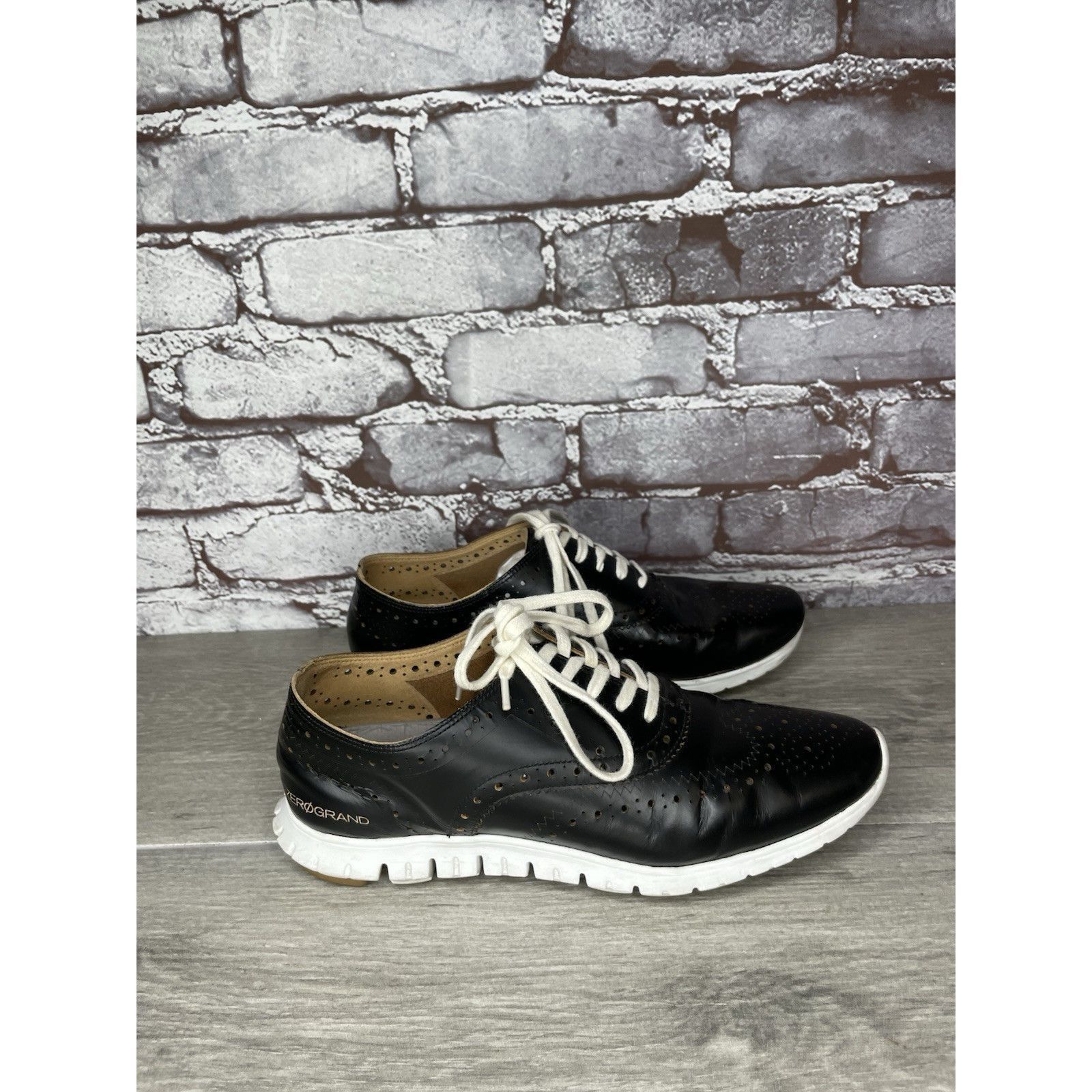 Cole Haan Cole Haan Zerogrand Black Leather Lace Up Wing Oxfords Women Size US 7 / IT 37 - 3 Thumbnail