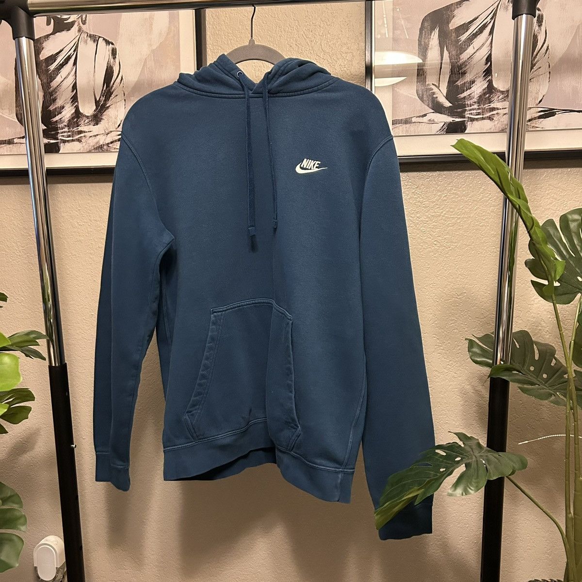 Nike × Vintage Vintage 90s Y2K Nike Em Hoodie Men's Size Medium Teal Size US M / EU 48-50 / 2 - 1 Thumbnail