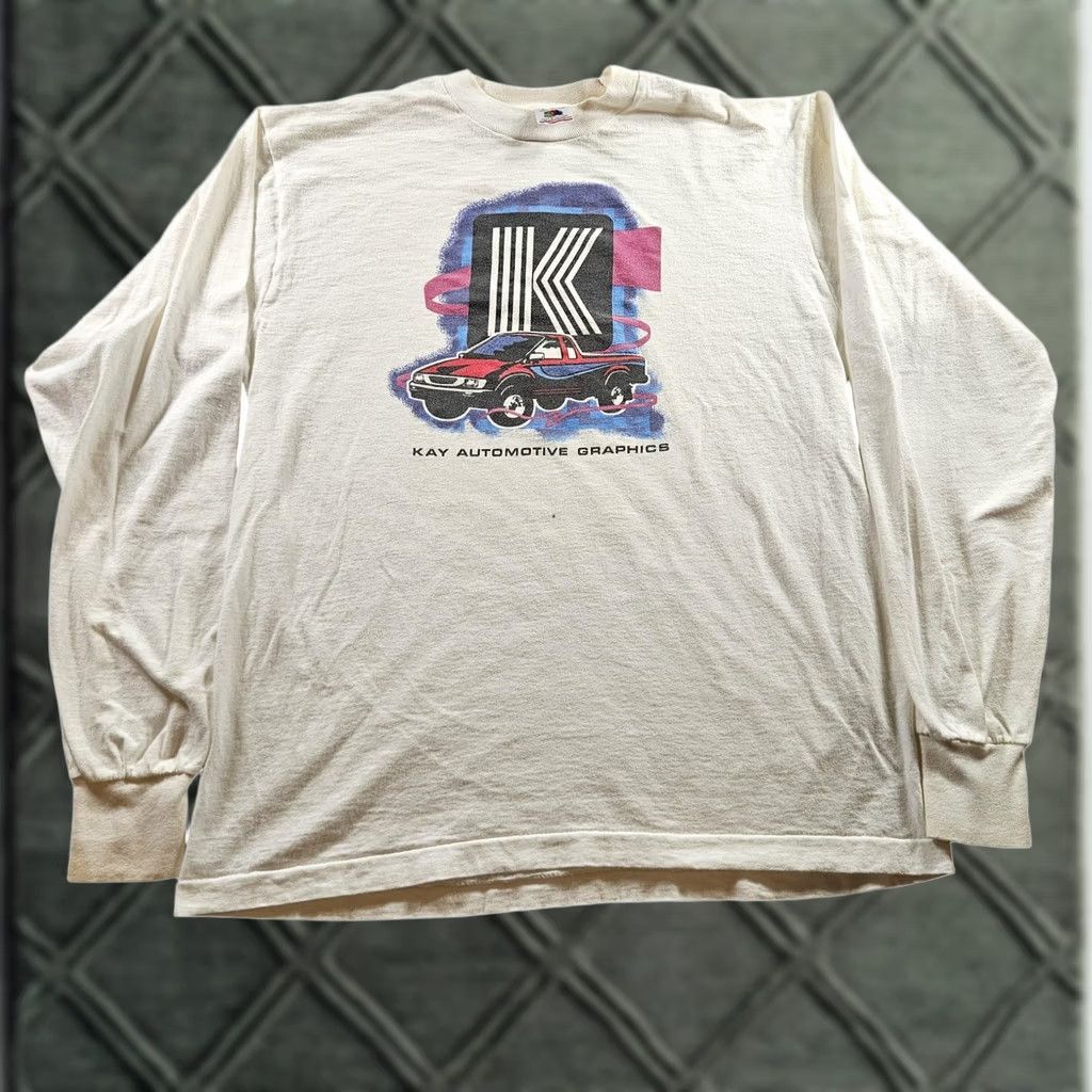 Fruit Of The Loom VINTAGE Kay Automotive Graphics Shirt Mens Large White Long Sleeve Truck 90s Size US L / EU 52-54 / 3 - 1 Thumbnail