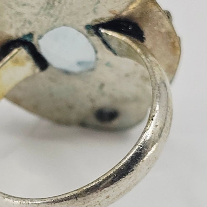 Handmade Blue Topaz Gemstone in Oxidized Silver Plated Ring Size 10.5 Size ONE SIZE - 4 Thumbnail
