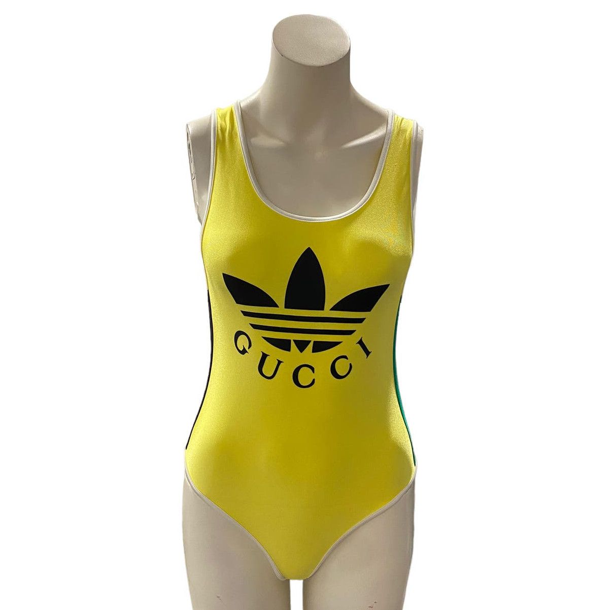 image of Gucci Adidas One Piece Swimsuit Swimwear Yellow Logo Small, Women's